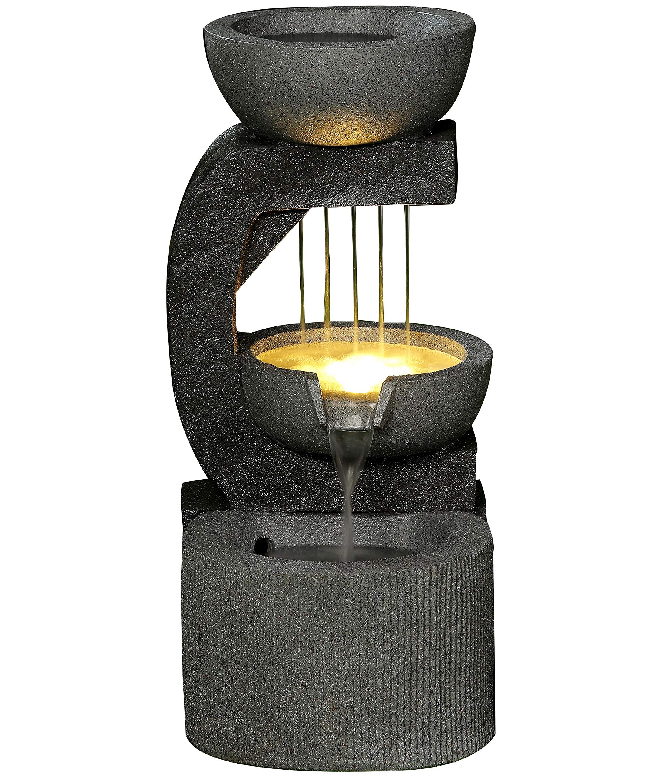 dehner-gartenbrunnen-salerno-led-polyresin-dunkelgrau image 2