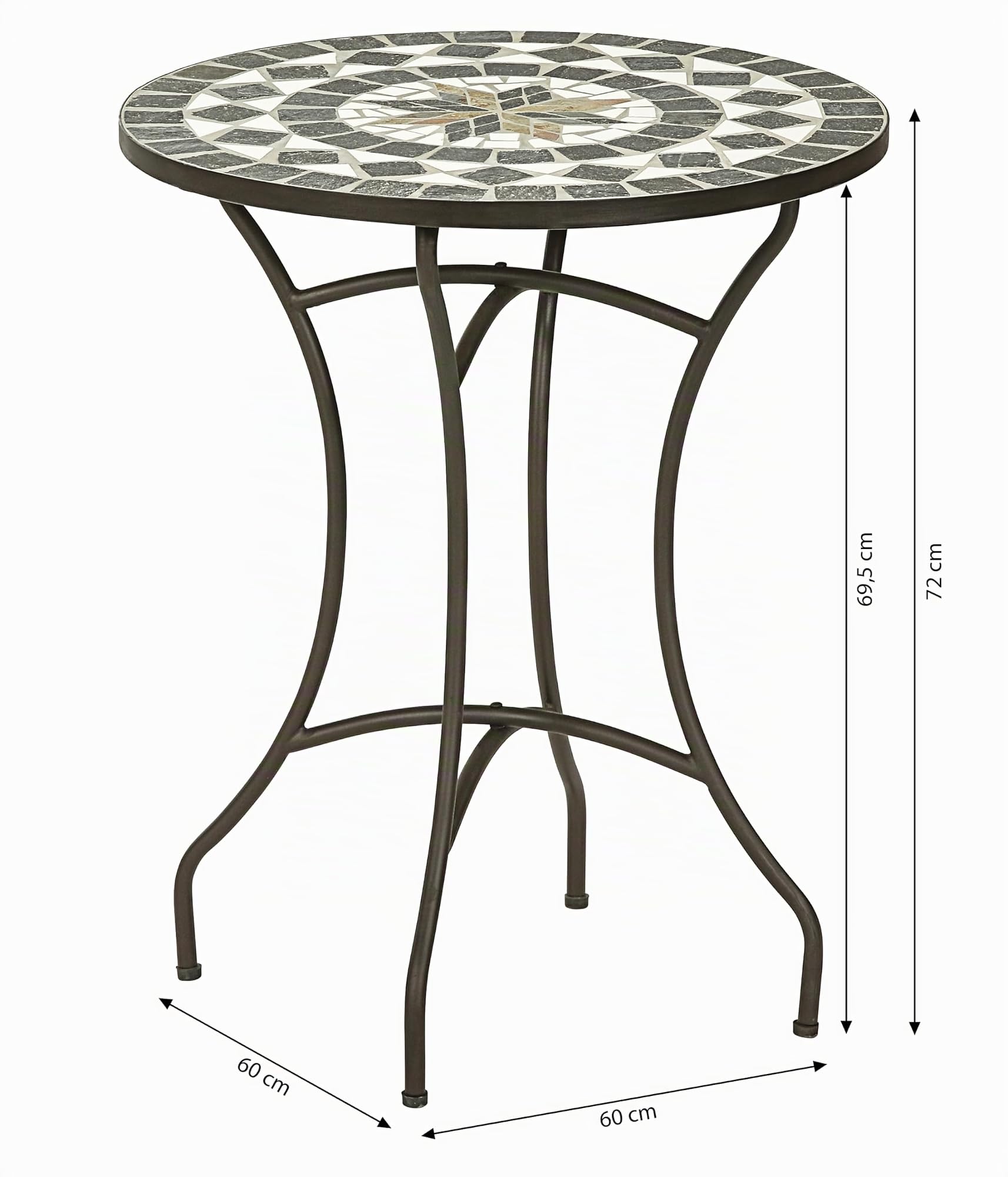 dehner-diana-gartentisch-mosaik-60cm-metall-landhaus-braun image 3