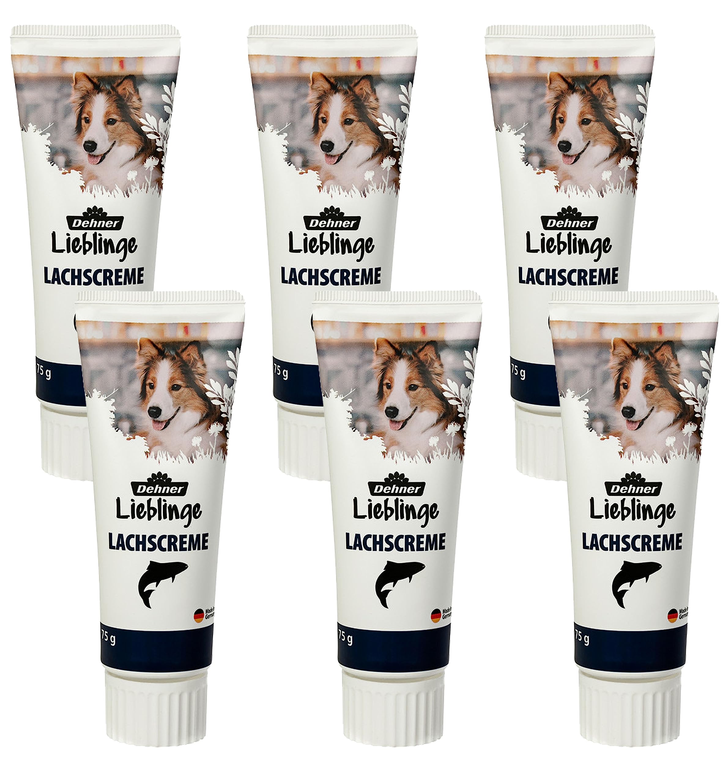 dehner-lieblinge-hundesnack-lachscreme-6x75g-tube-zuckerfrei image 1
