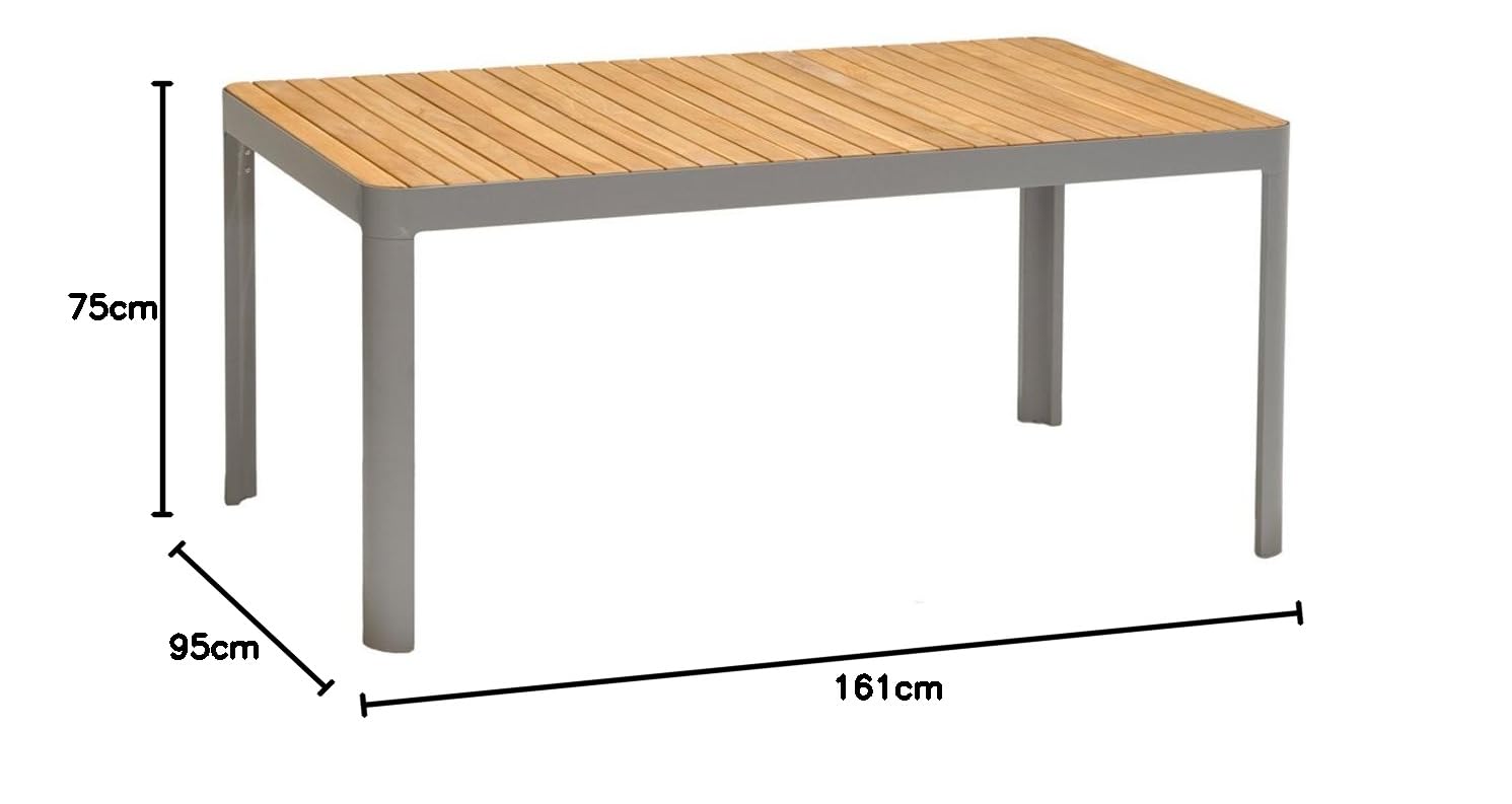 dehner-bergen-gartentisch-161-cm-teak-alu-grau image 2
