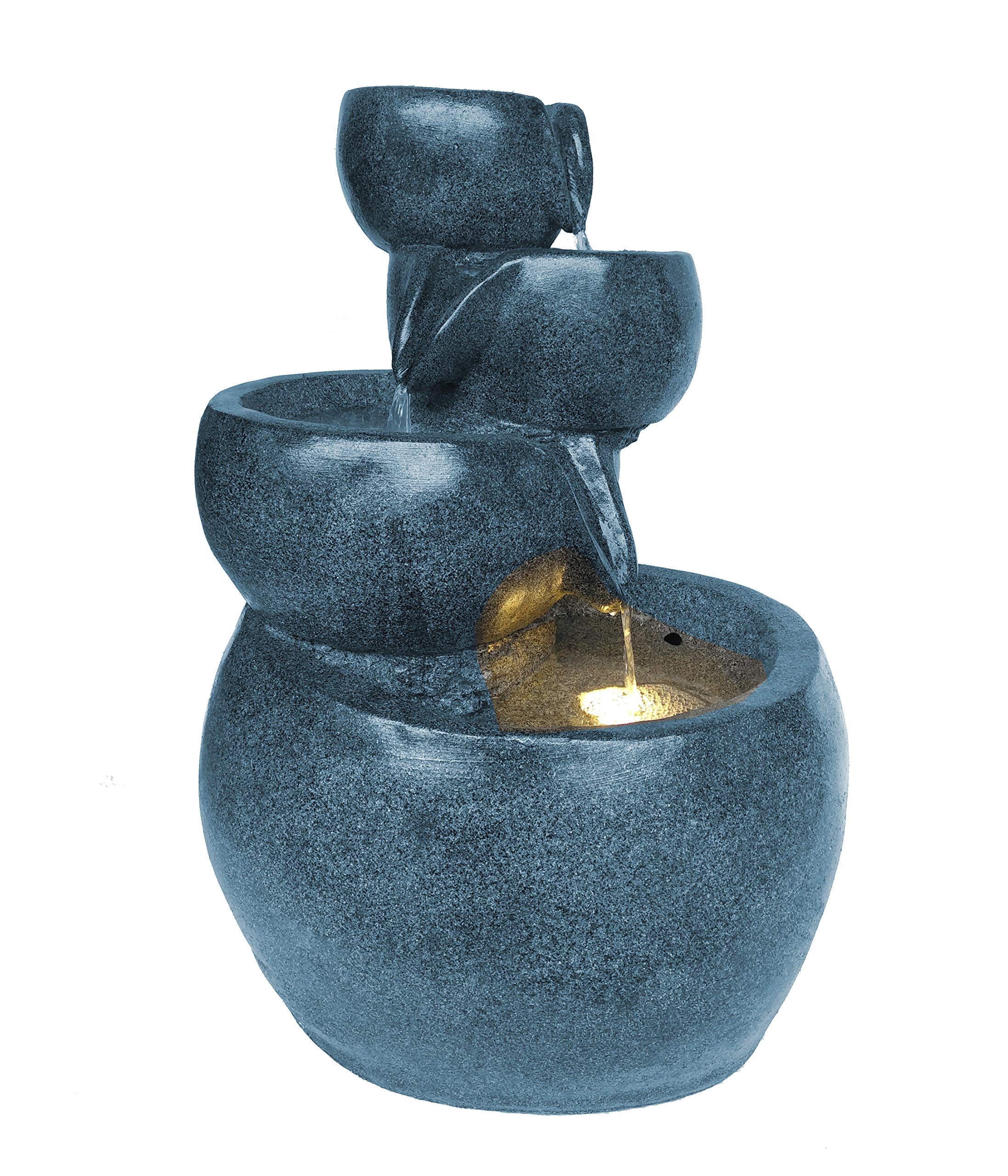 dehner-bowl-gartenbrunnen-polyresin-grau-mit-led-66-cm image 2