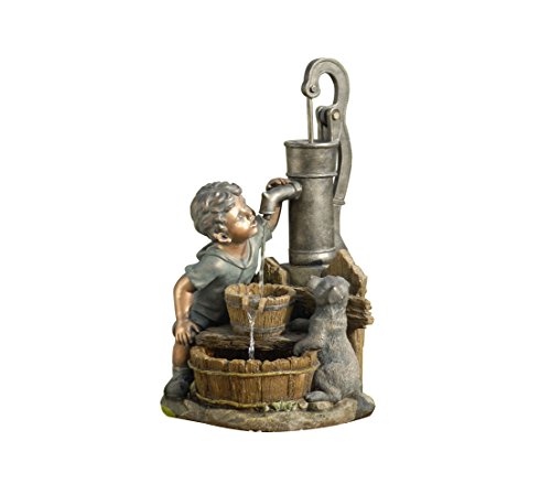 dehner-gartenbrunnen-junge-mit-led-68-5-cm-polyresin-grau image 2