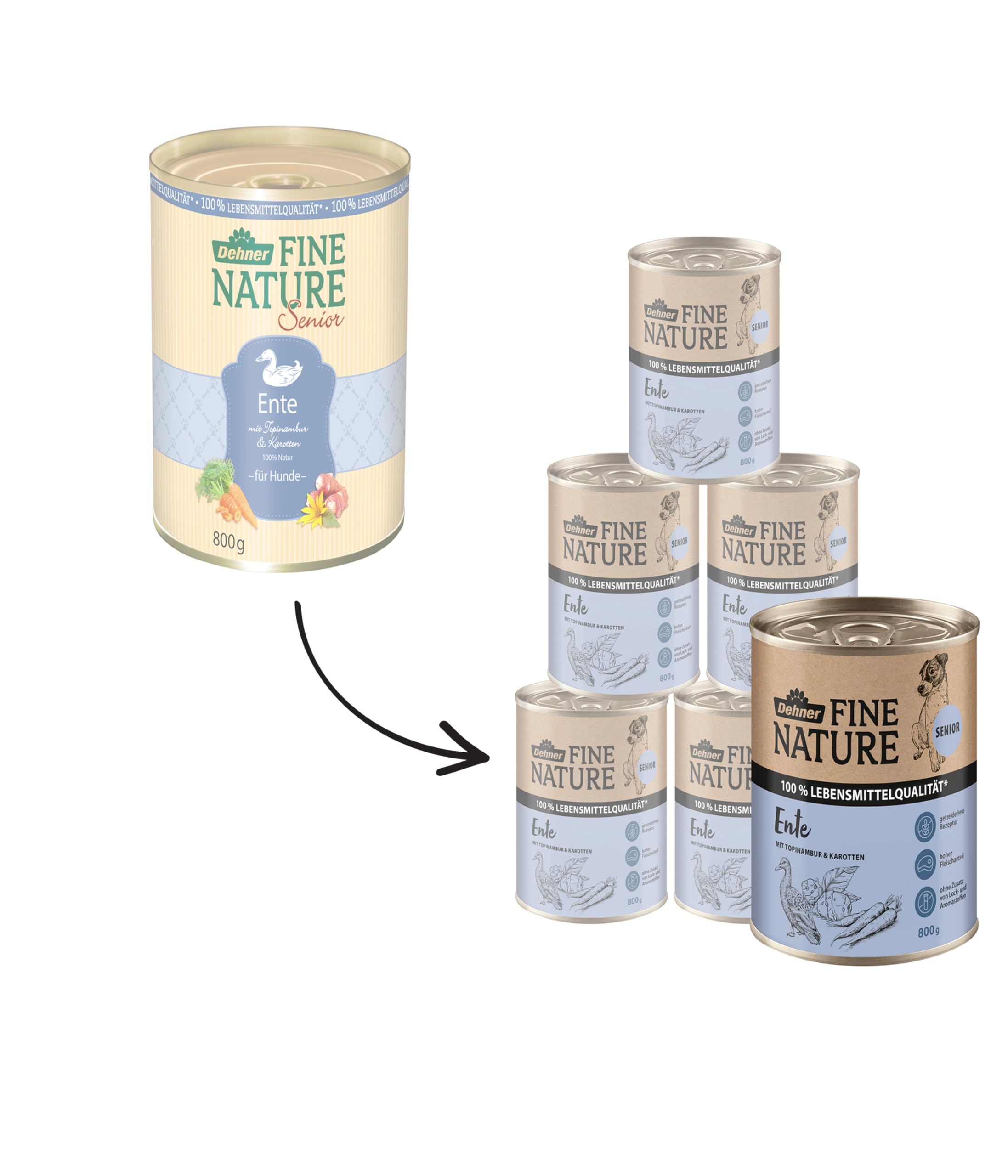 dehner-fine-nature-senior-hundefutter-ente-6x800-g image 3