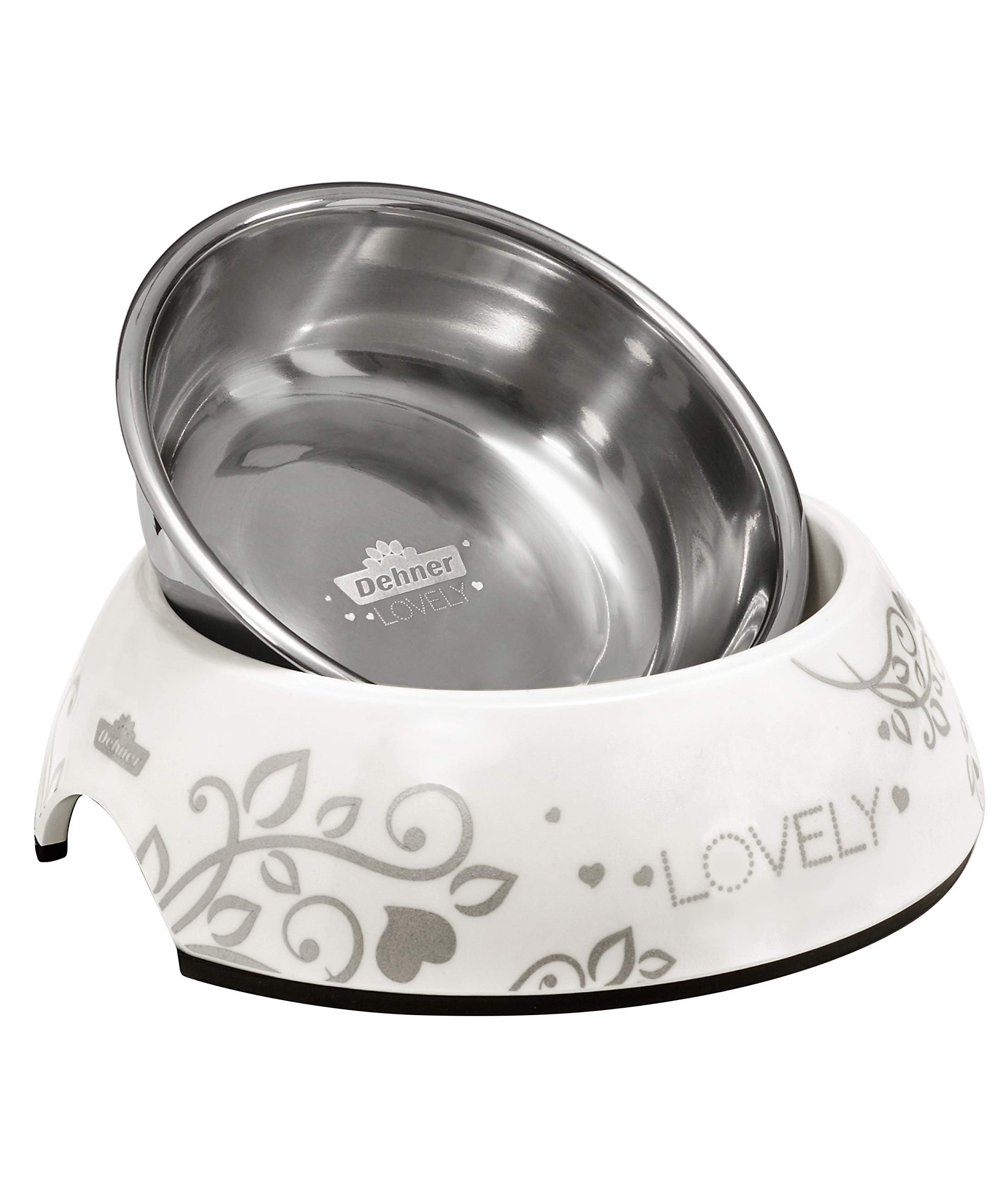 dehner-premium-lovely-katzennapf-edelstahl-160-ml-wei image 1
