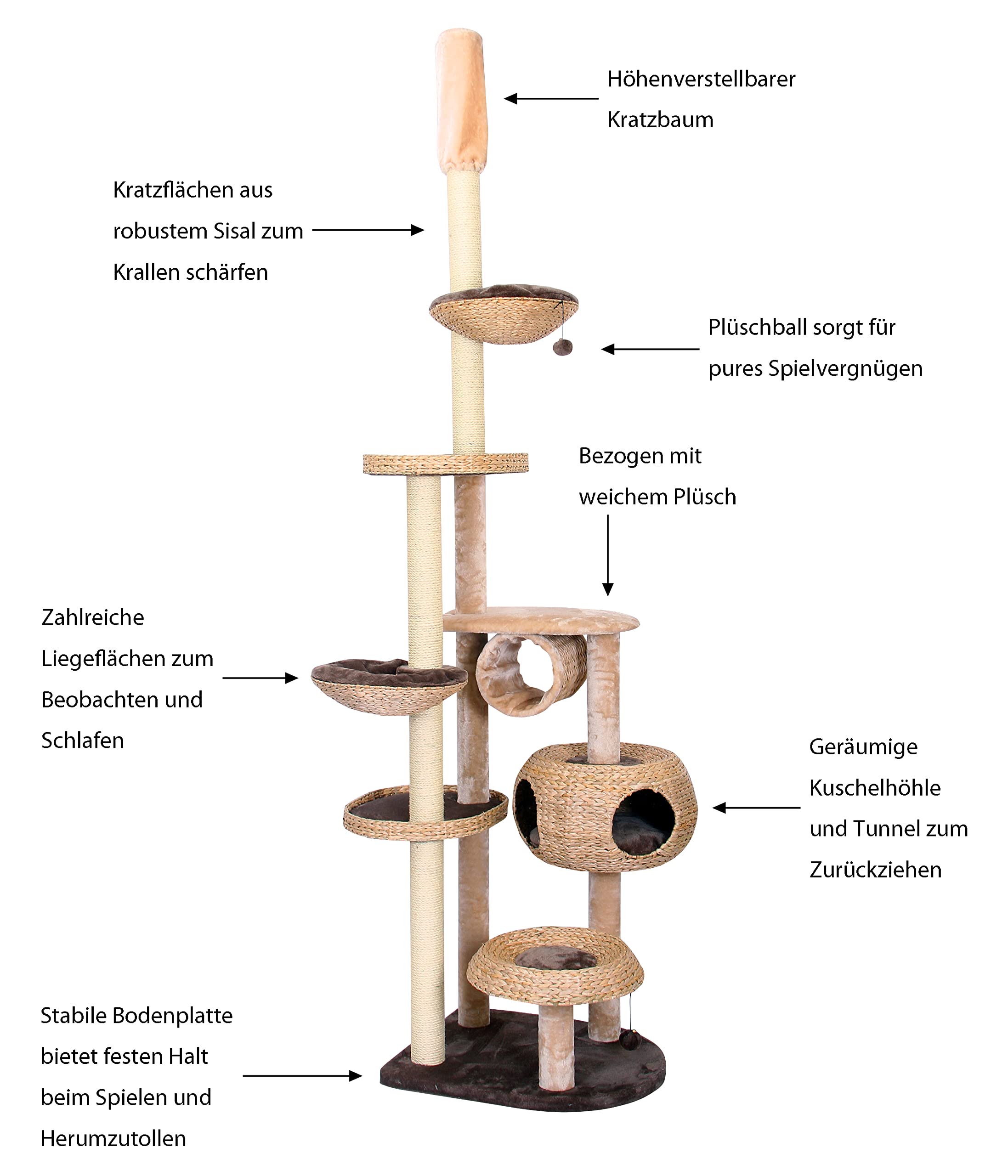 dehner-liv-katzen-kratzbaum-sisal-pl-sch-braun-wei image 2