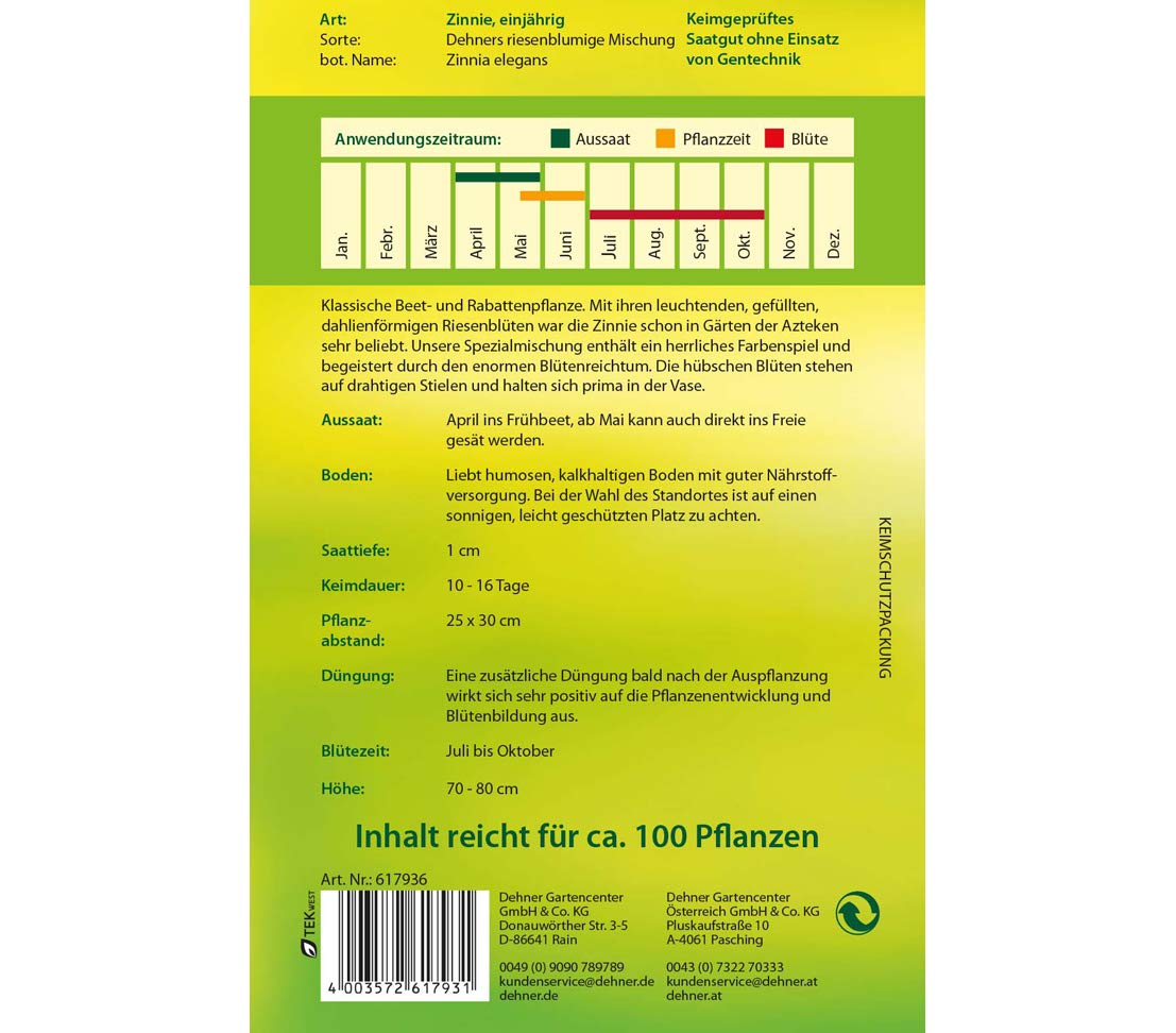 dehner-zinnie-riesenblumige-mischung-blumensamen-5er-pack image 2