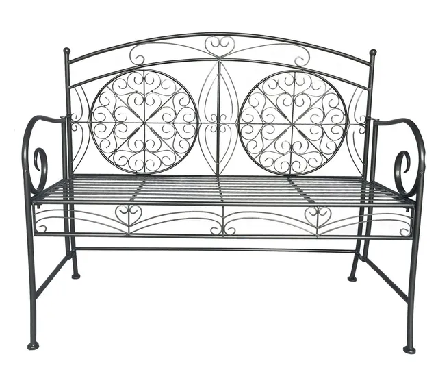 dehner-yorkshire-gartenbank-2-sitzer-metall-antikgrau image 1