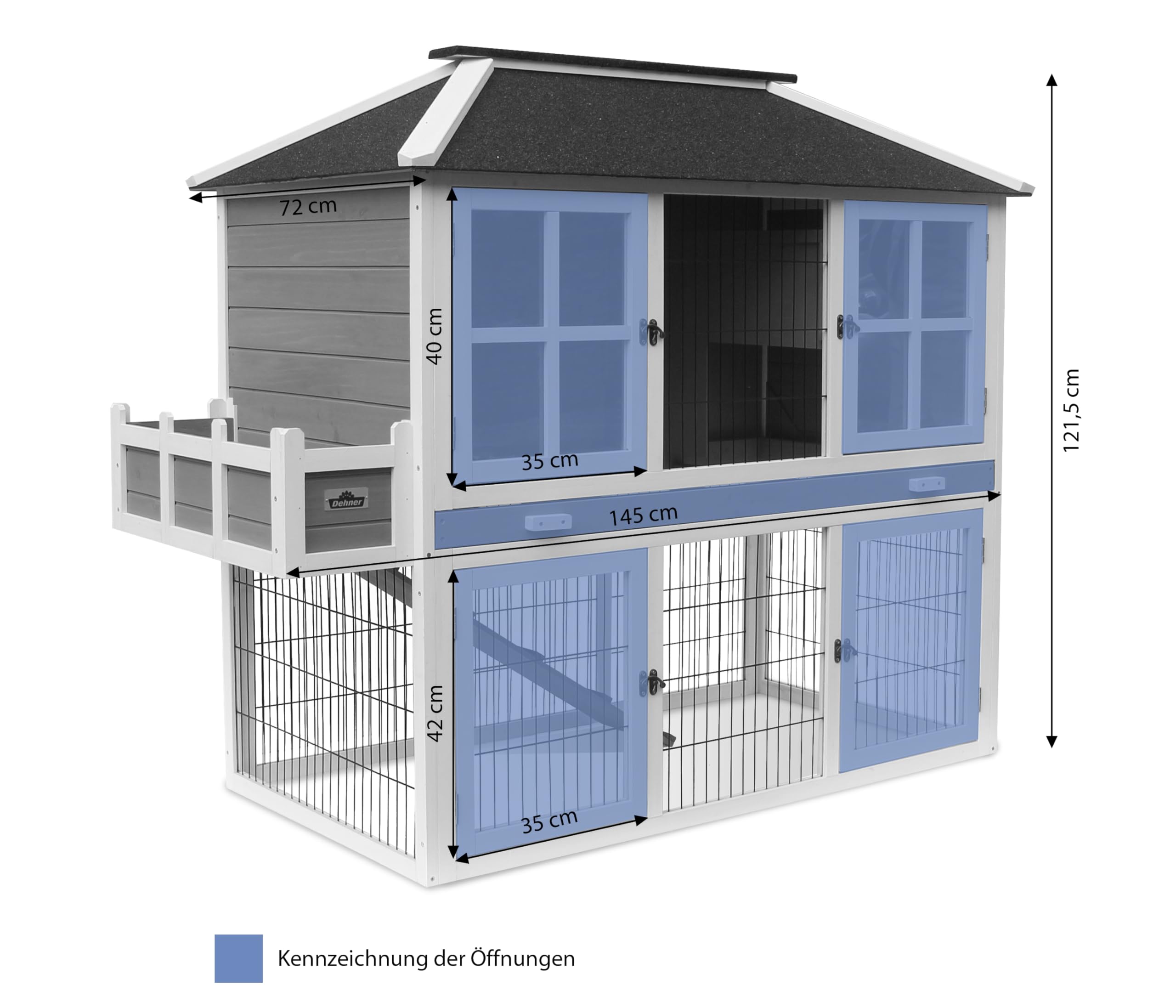 dehner-happy-home-palazzo-kaninchenstall-holz-145-cm-blau-wei image 3