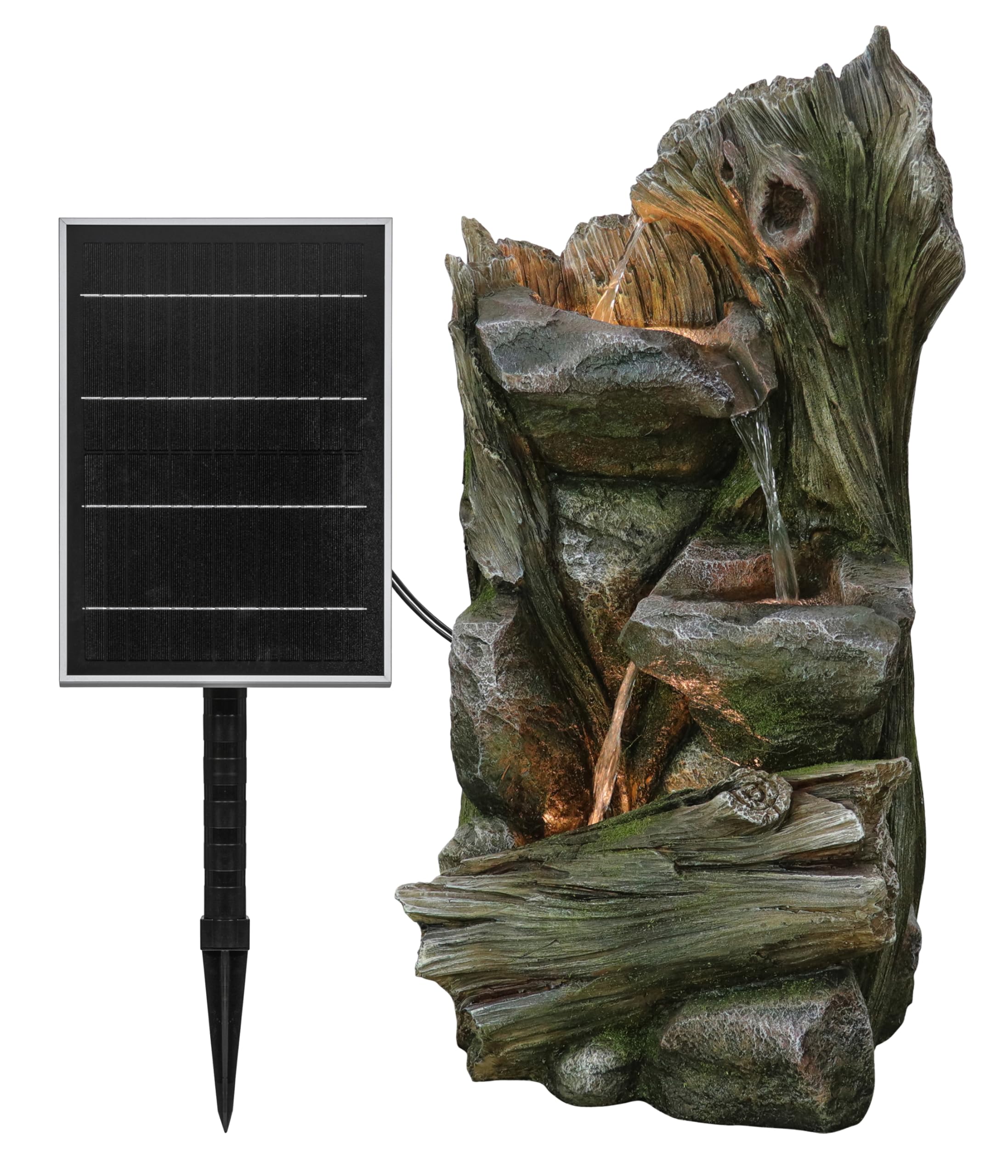 dehner-grano-gartenbrunnen-solar-grau-mit-led-79-cm image 2
