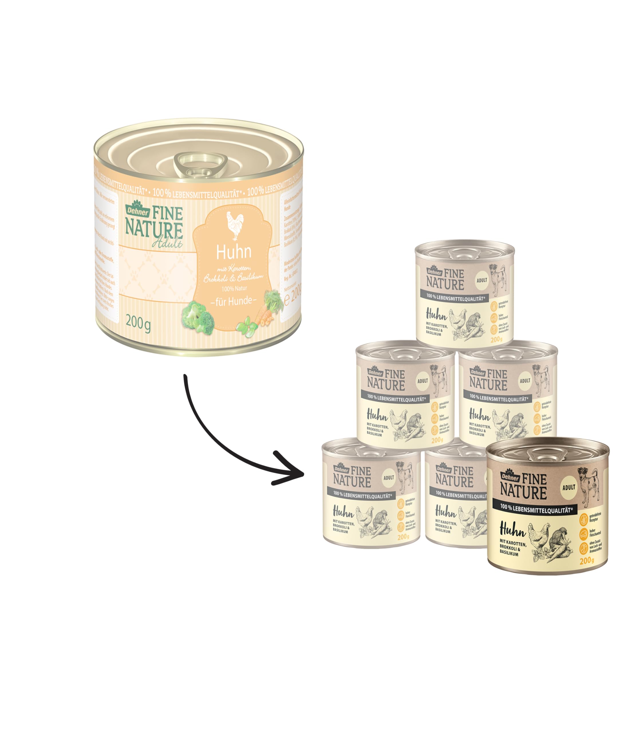 dehner-fine-nature-hundefutter-huhn-6x200-g-nass image 3