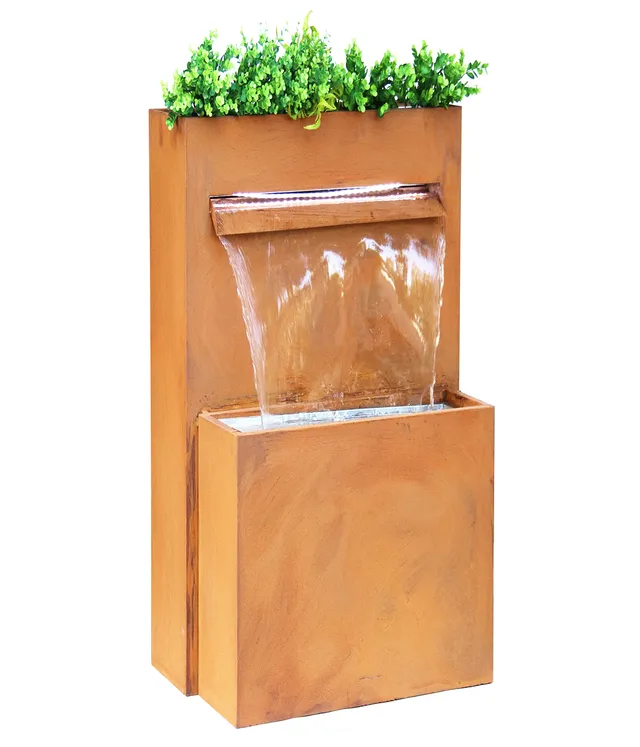 dehner-perth-gartenbrunnen-led-cortenstahl-rost-89cm image 1