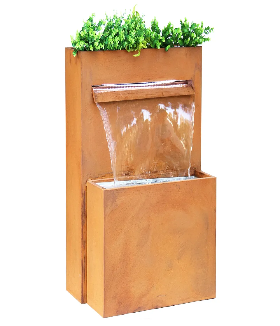 dehner-perth-gartenbrunnen-led-cortenstahl-rost-89cm image 1