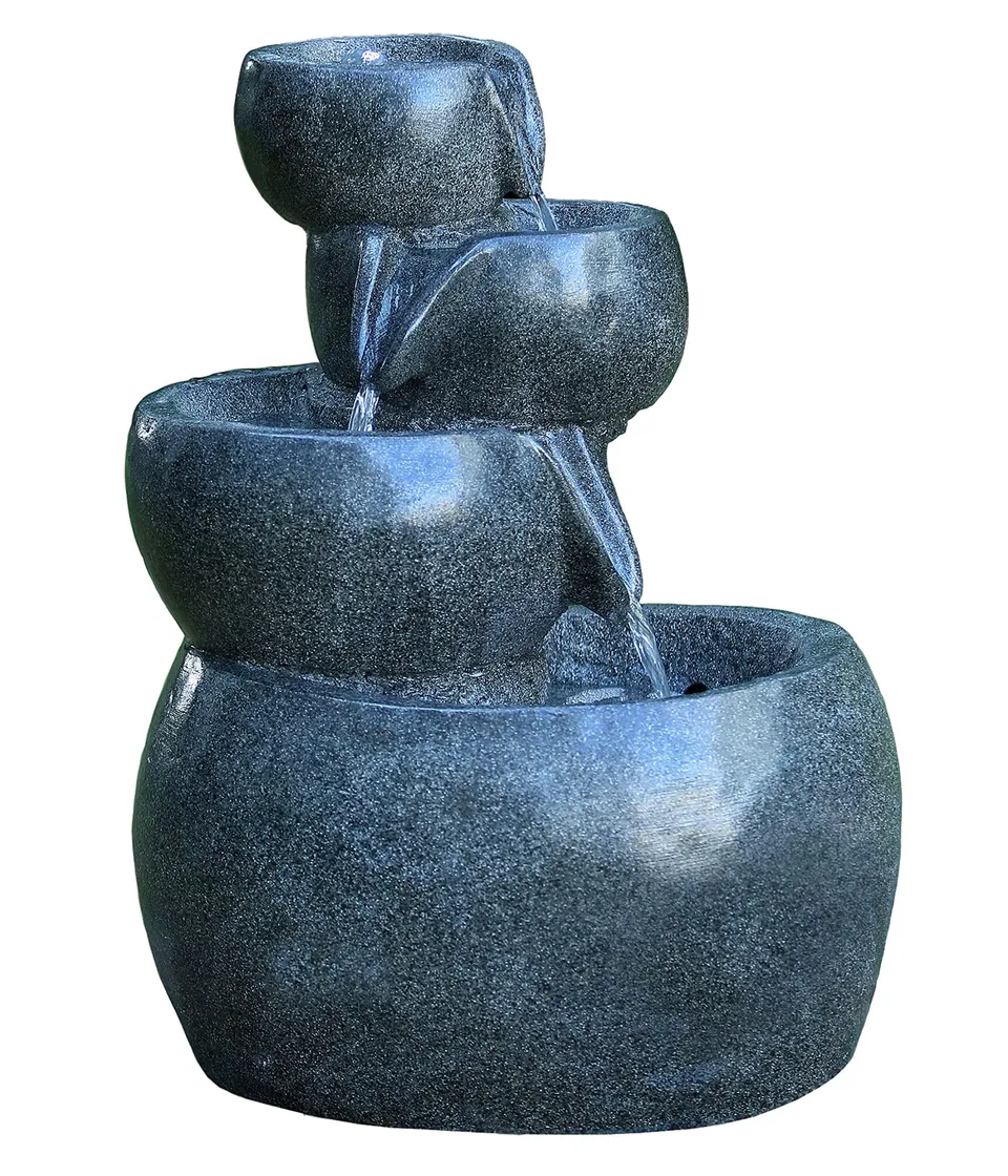 dehner-bowl-gartenbrunnen-polyresin-grau-mit-led-66-cm image 1