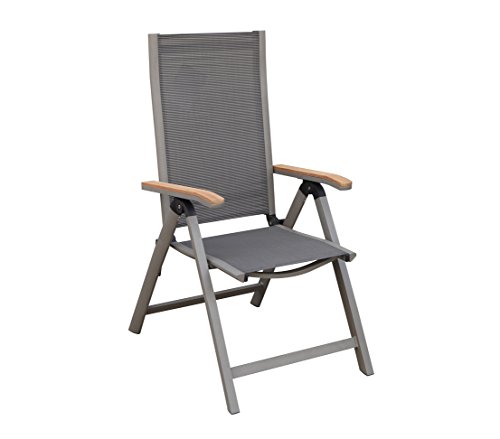 dehner-colmar-klappstuhl-teak-textilene-grau-110x59x73cm image 8