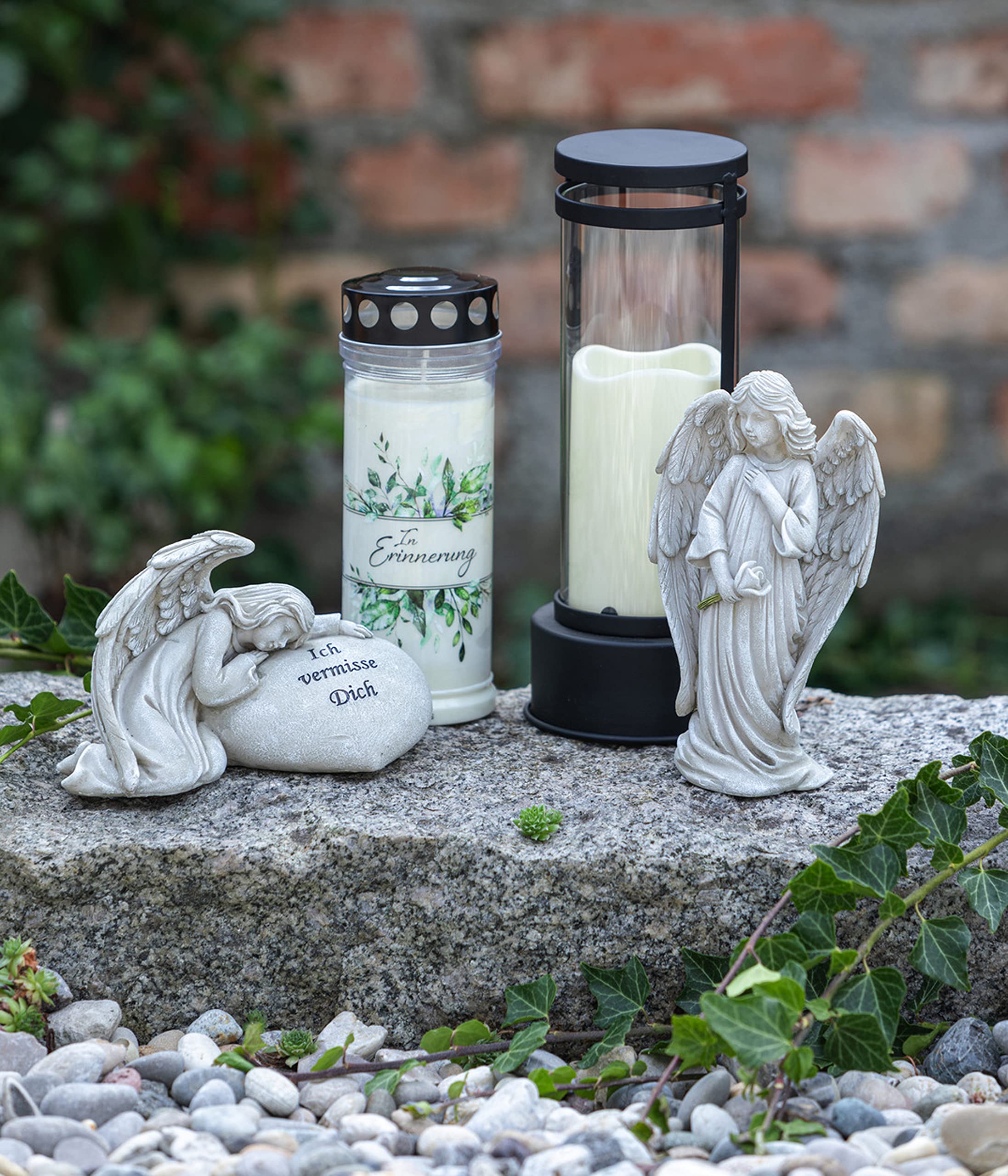 dehner-led-grablaterne-creme-27-cm-eisen-glas-mit-timer image 3
