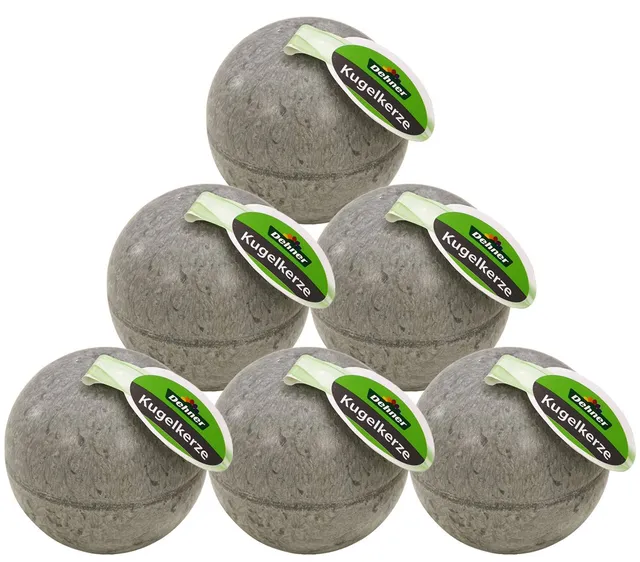 dehner-kugelkerze-8-cm-kerze-grau-6er-set-stearin-rustikal image 1