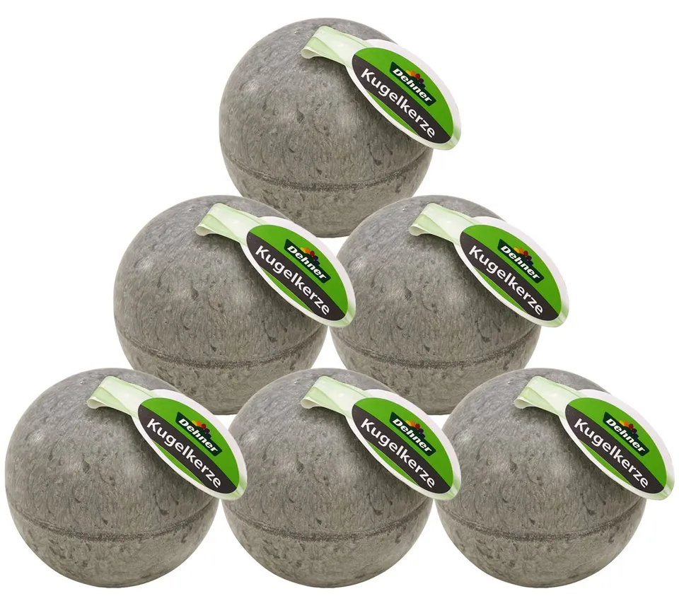 dehner-kugelkerze-8-cm-kerze-grau-6er-set-stearin-rustikal image 1