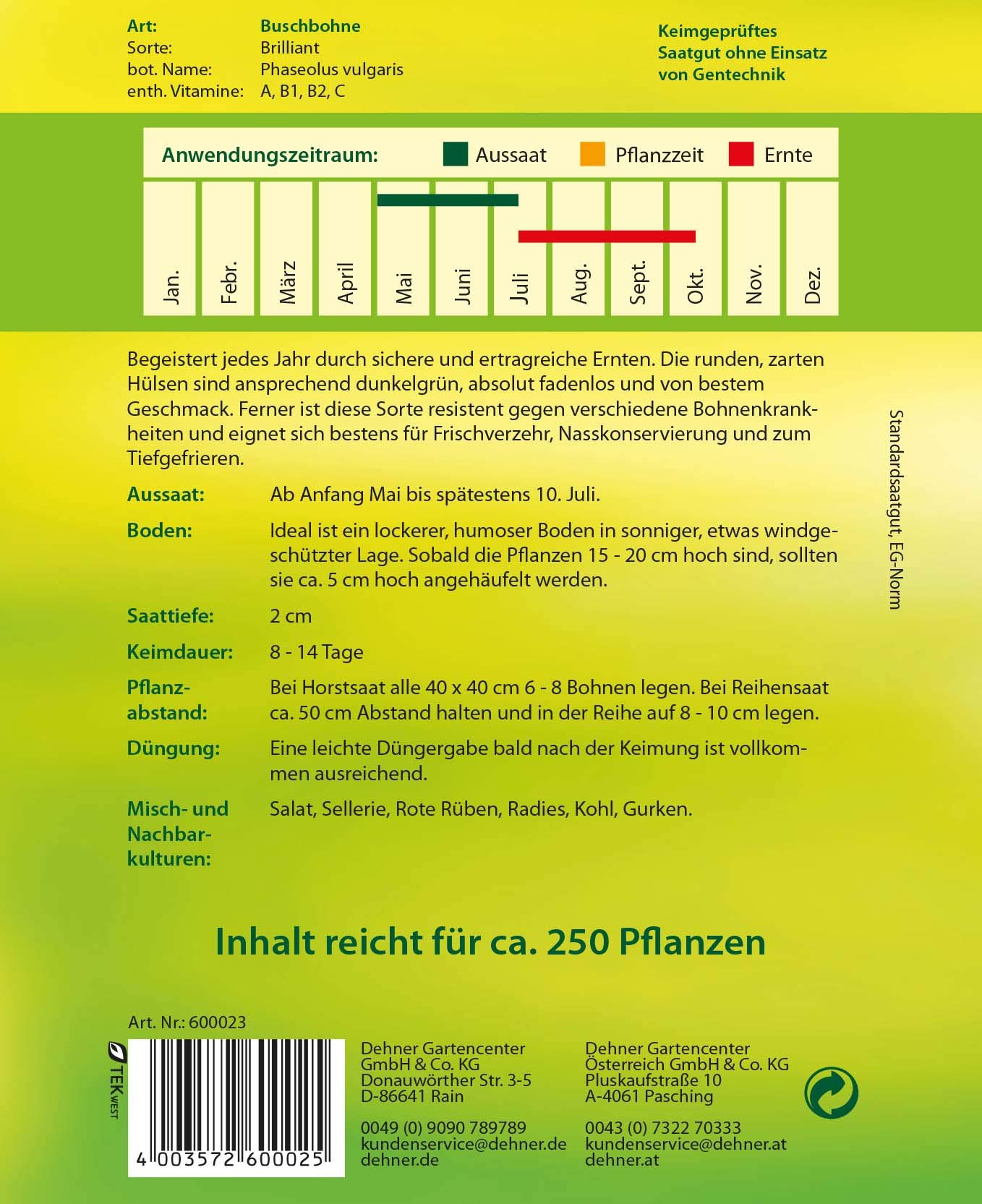 dehner-buschbohne-brilliant-saatgut-5er-pack-fadenlos image 2
