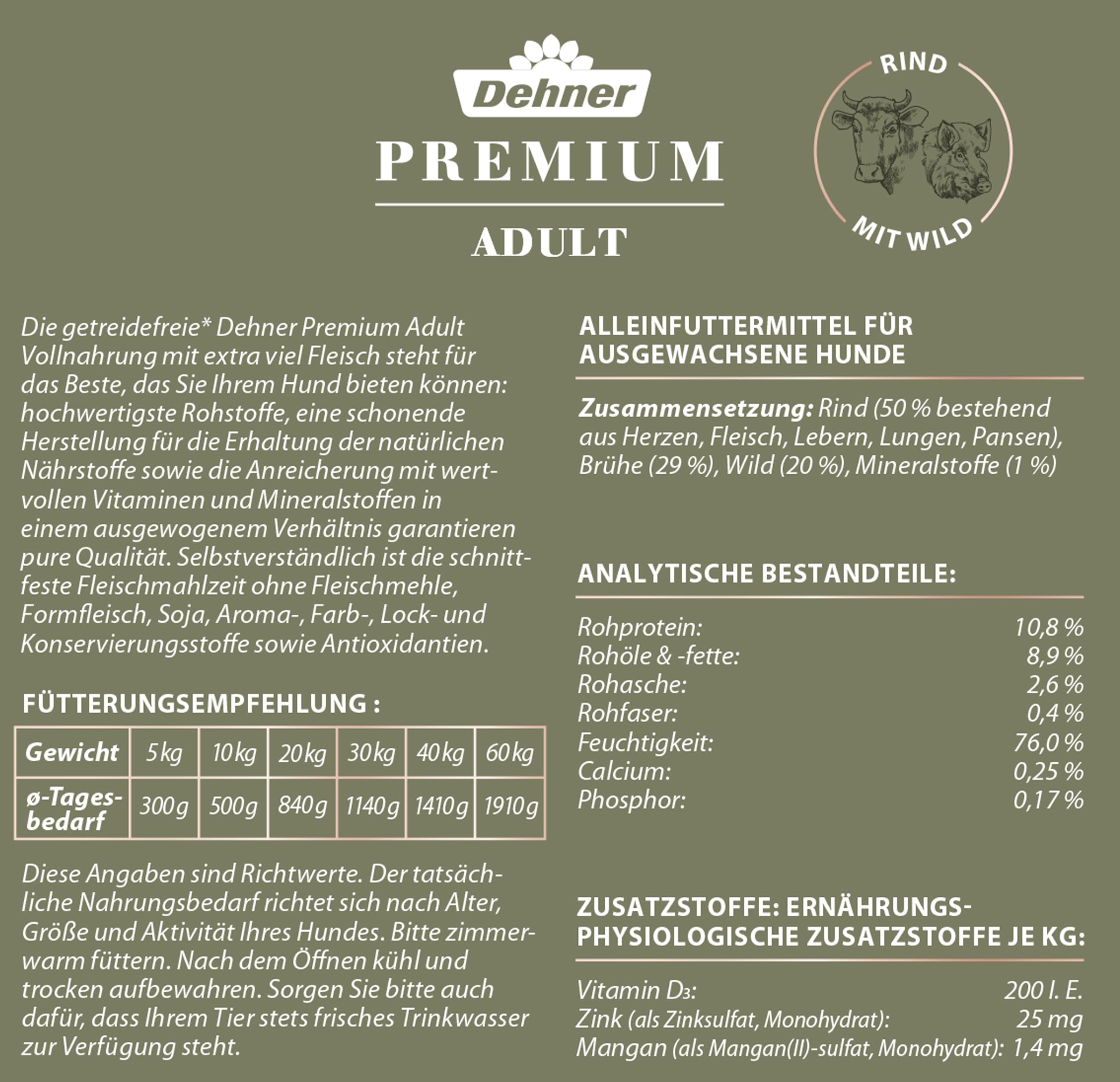 dehner-premium-hundefutter-nassfutter-rind-wild-adult-6x800g image 2