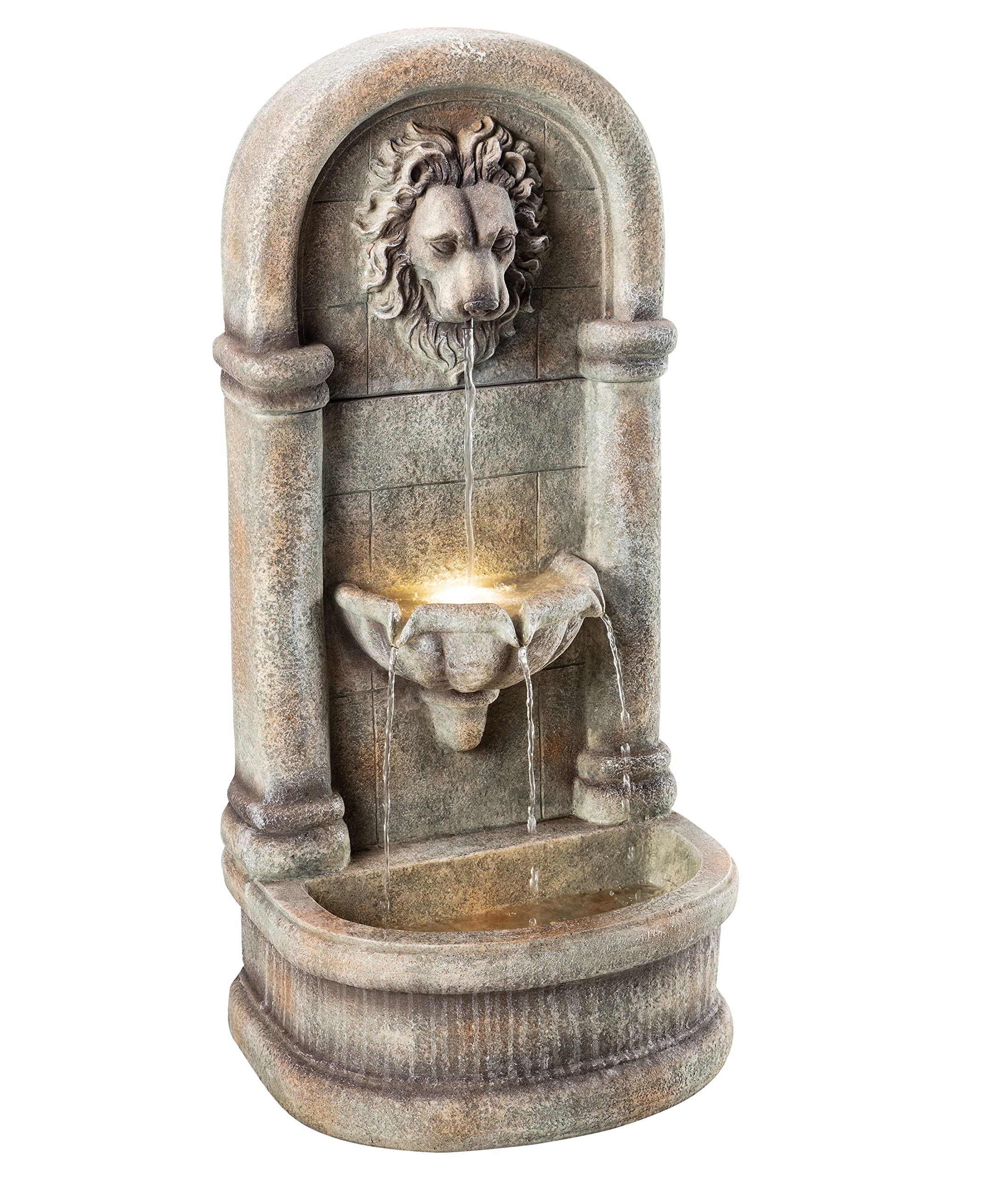 dehner-faro-gartenwandbrunnen-led-polyresin-grau image 3