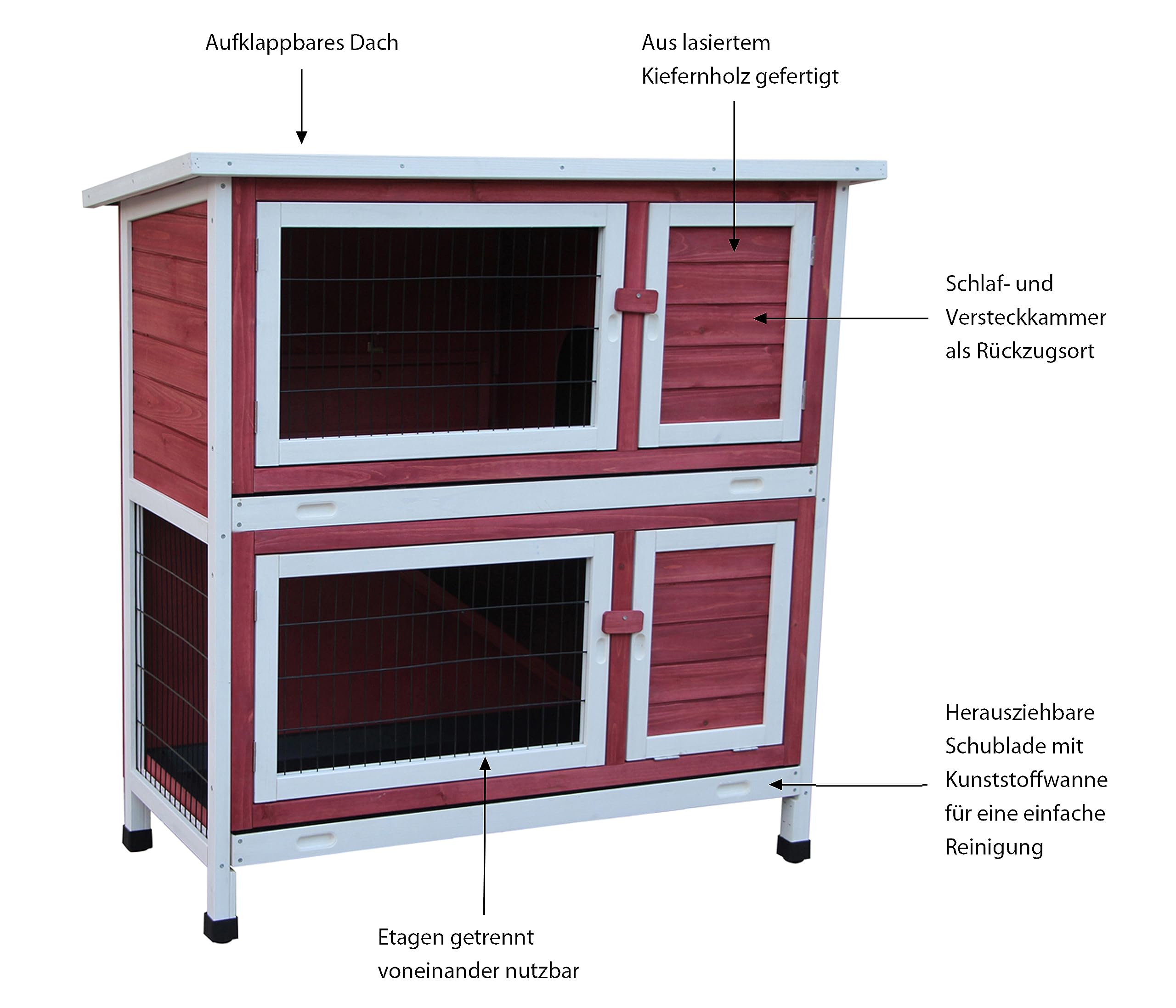 dehner-landhaus-kaninchenstall-rot-wei-116x57x114-cm image 2