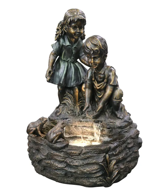 dehner-amici-gartenbrunnen-solar-led-bronze-66x48x39cm image 1