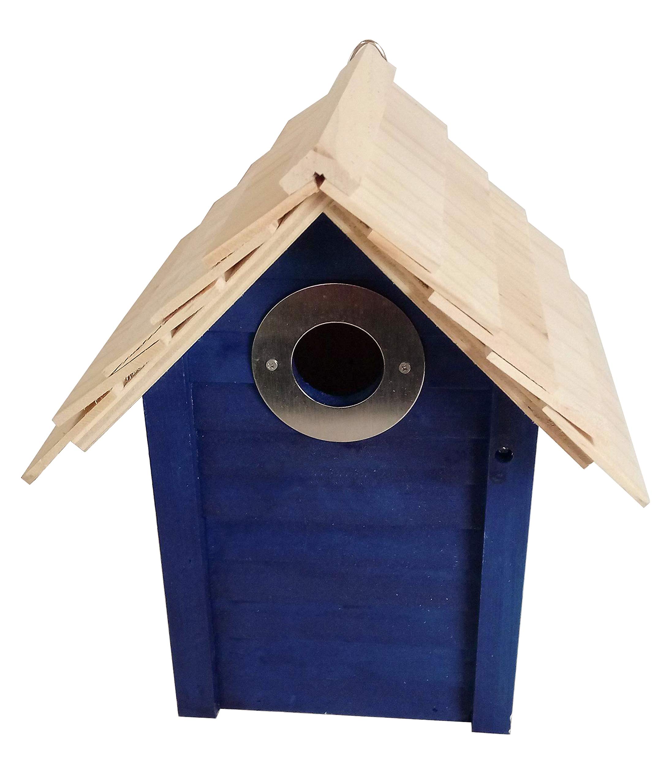 dehner-natura-nistkasten-livorno-32-mm-kiefernholz-blau-vogelnistkasten image 1