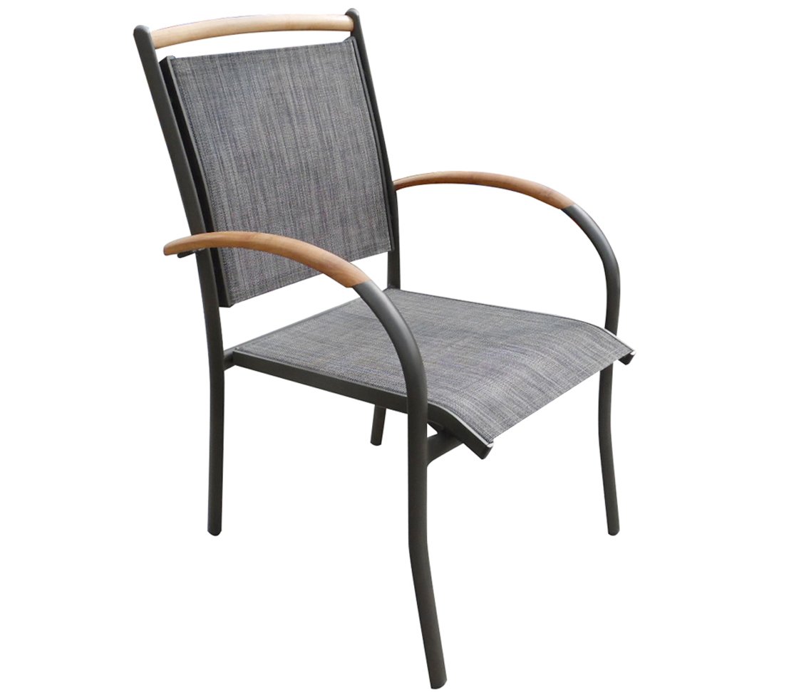 dehner-calais-stapelstuhl-anthrazit-teak-alu-textilene-stapelbar image 1