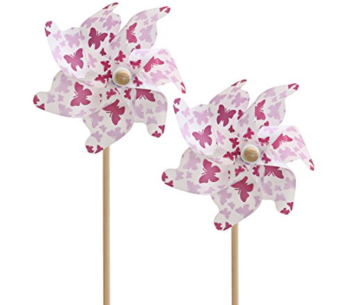 dehner-windrad-schmetterling-gartenstecker-rosa-wei-2er image 3