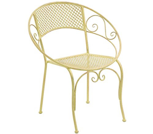 dehner-provence-stylo-gartenstuhl-metall-gelb-used-look image 4