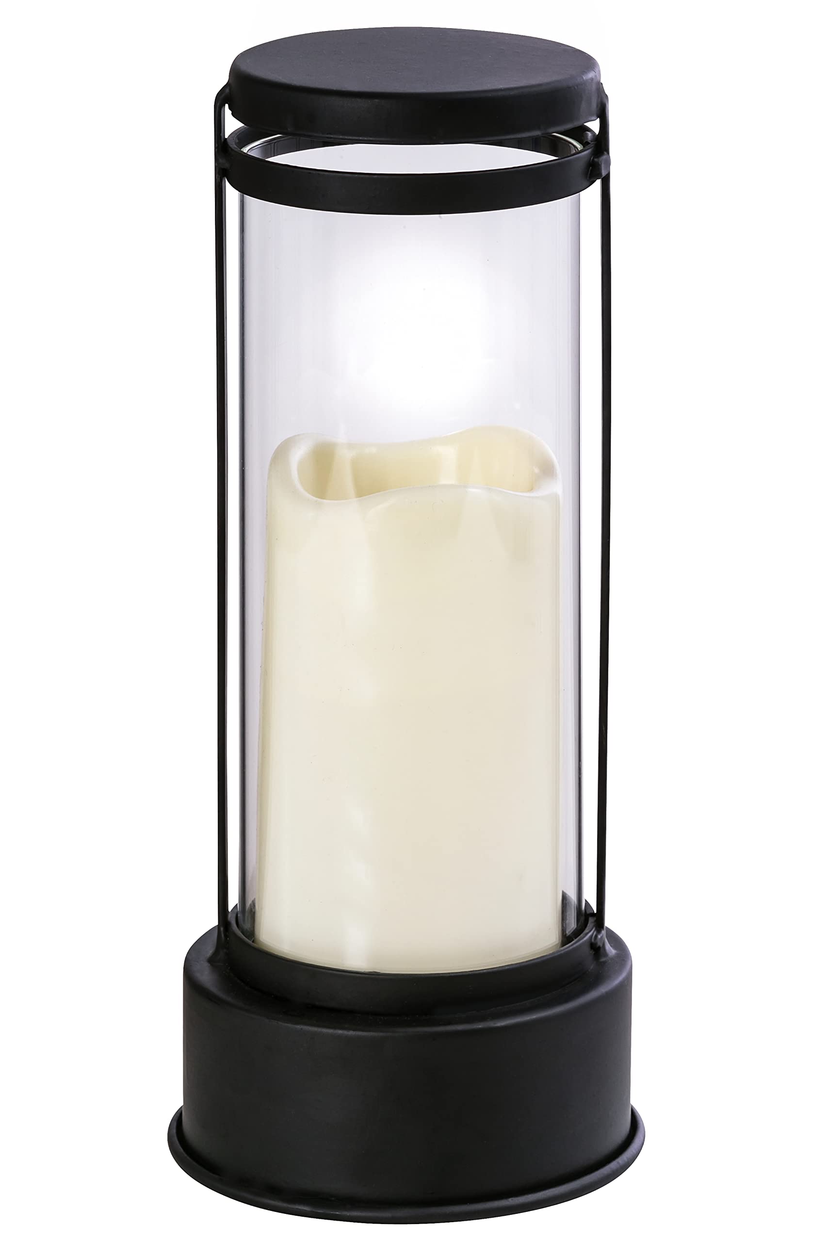 dehner-led-grablaterne-creme-27-cm-eisen-glas-mit-timer image 1