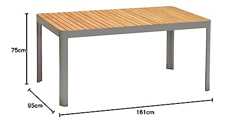 dehner-bergen-gartentisch-161-cm-teak-alu-grau image 5