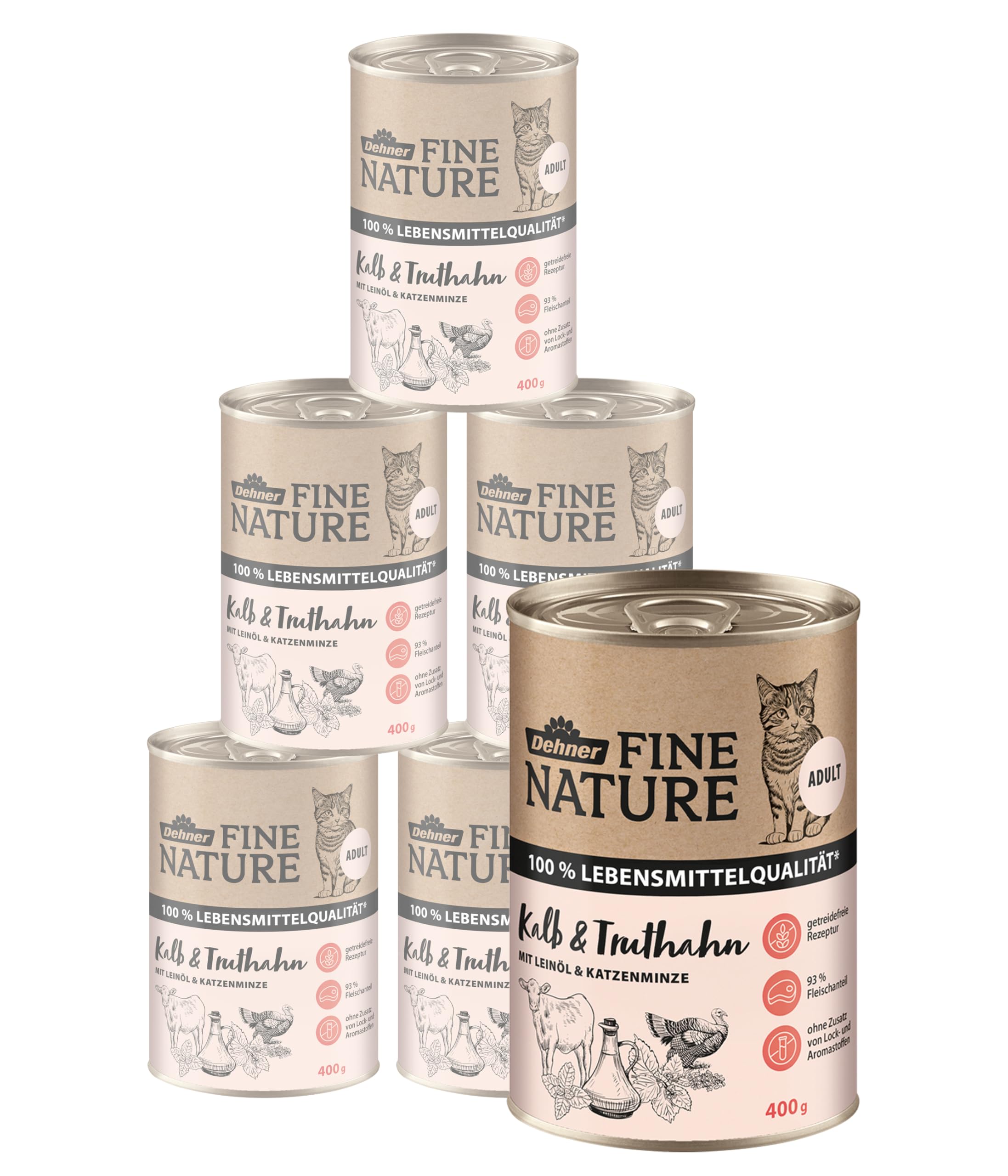 dehner-fine-nature-adult-nassfutter-kalb-truthahn-6x400-g image 1