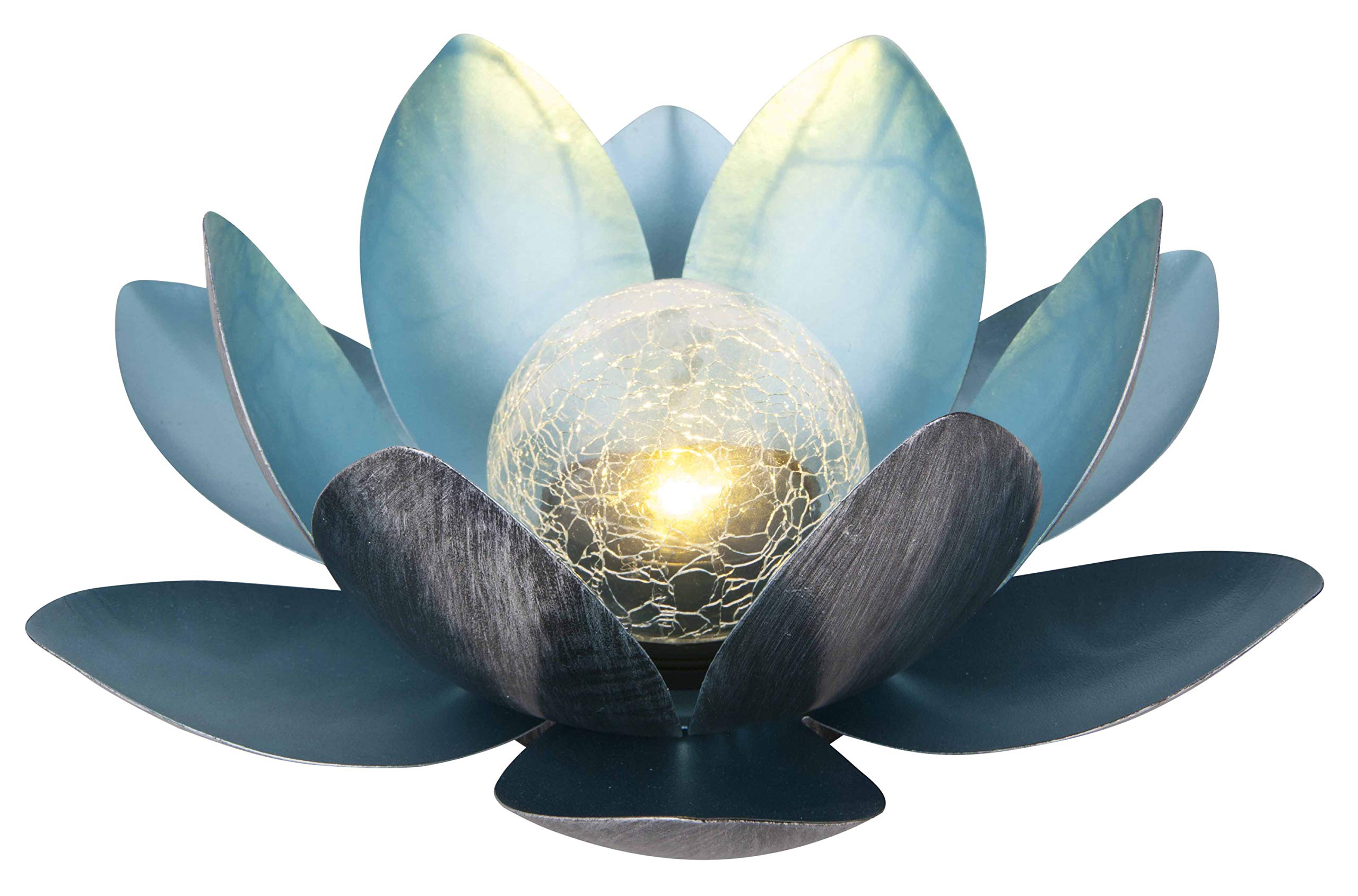 dehner-solarleuchte-lotus-metall-silber-blau-27-5-cm image 2