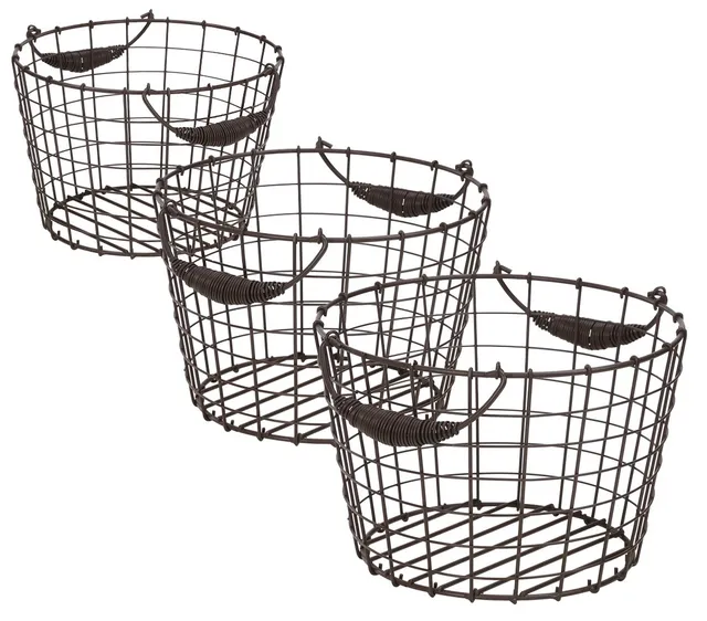 dehner-drahtkorb-metall-schwarz-3er-pack-35x30x25-cm image 1