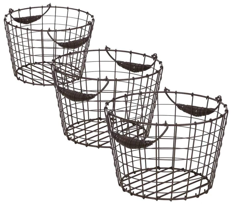dehner-drahtkorb-metall-schwarz-3er-pack-35x30x25-cm image 1