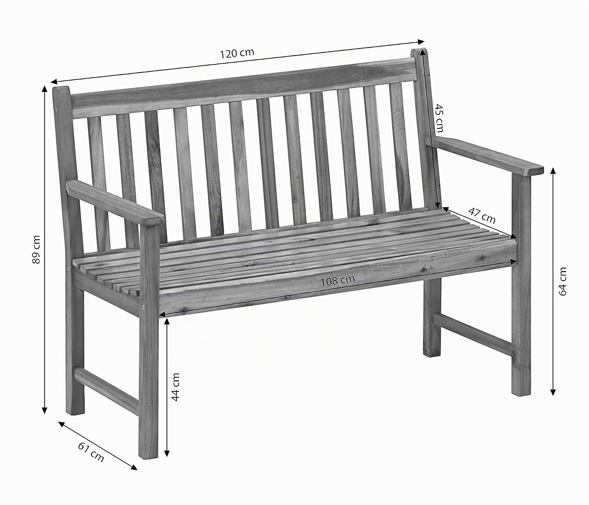 dehner-mykonos-gartenbank-2-sitzer-akazie-braun-120-cm image 3