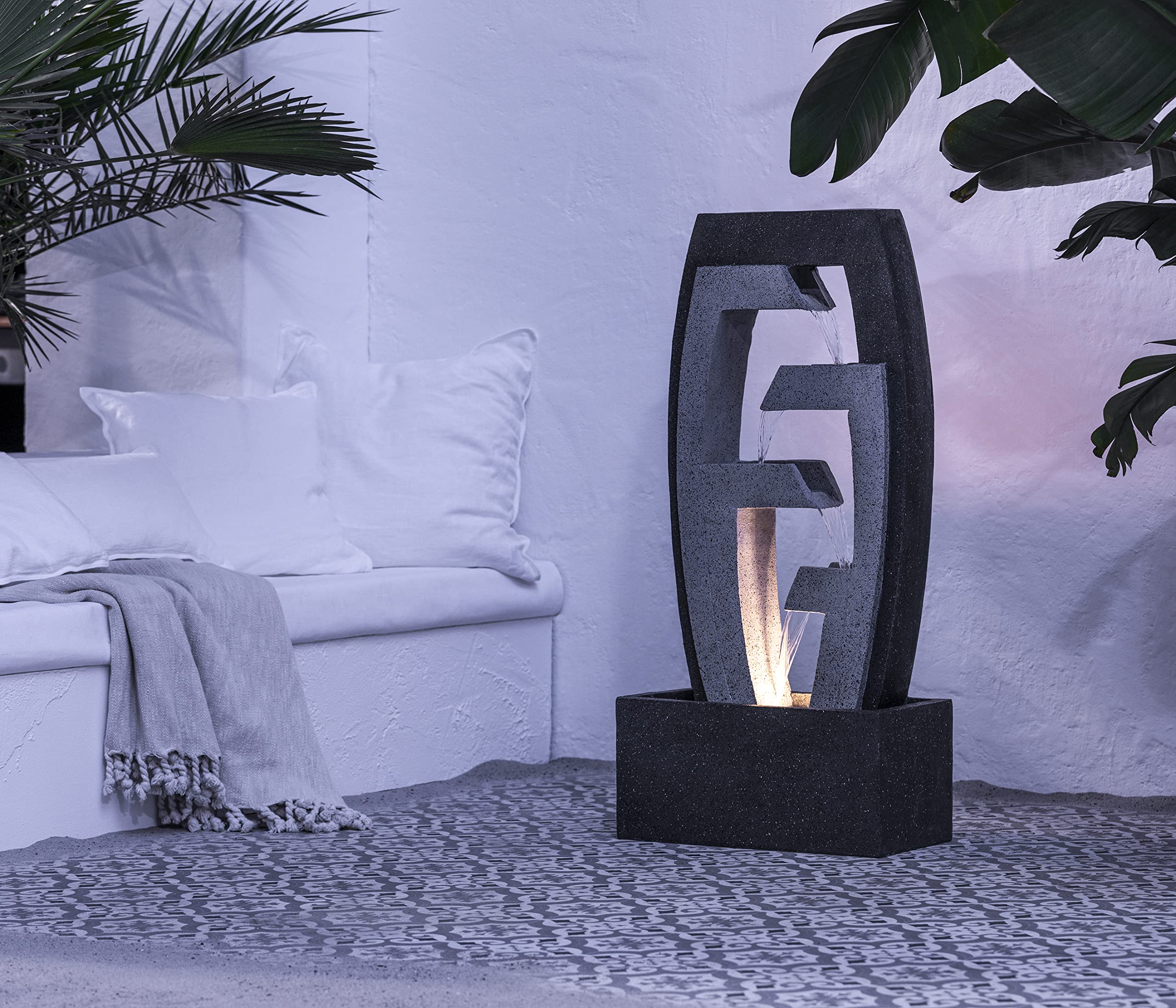 dehner-tokio-gartenbrunnen-polyresin-grau-schwarz-led image 8