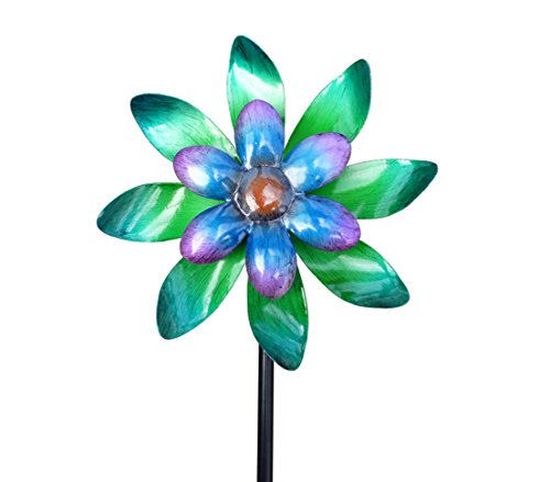 dehner-windrad-blau-t-rkis-metall-gartendeko-140-cm image 3