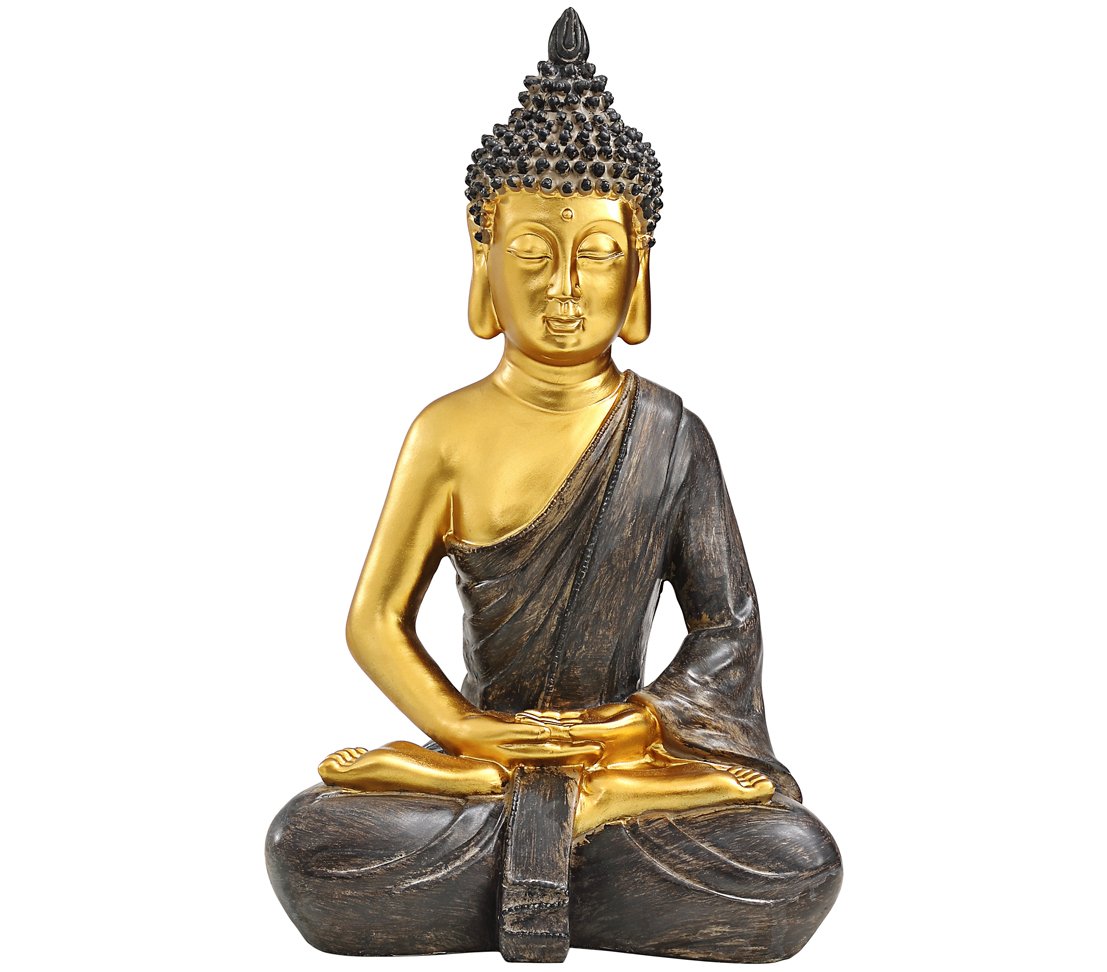 dehner-dekofigur-buddha-gartenfigur-gold-braun-2er-set image 2