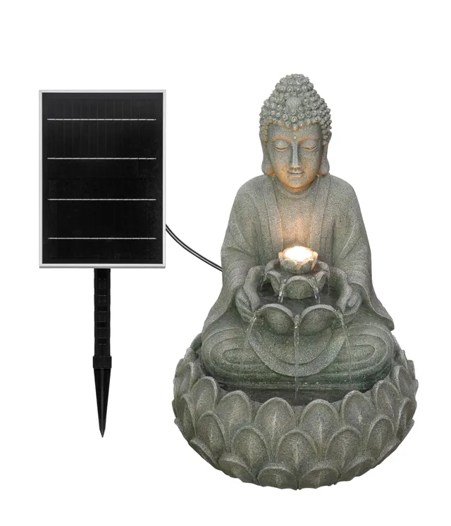 dehner-yoga-solar-gartenbrunnen-mit-led-grau-55-cm image 1