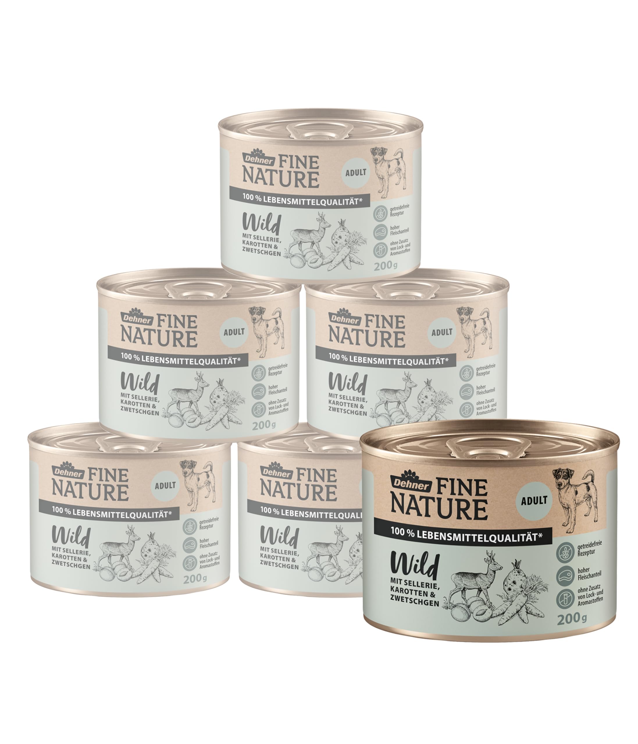 dehner-fine-nature-hundefutter-wild-nass-6x200-g-getreidefrei image 1