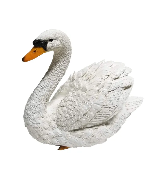 dehner-dekofigur-schwan-gartenfigur-wei-orange-polyresin image 1