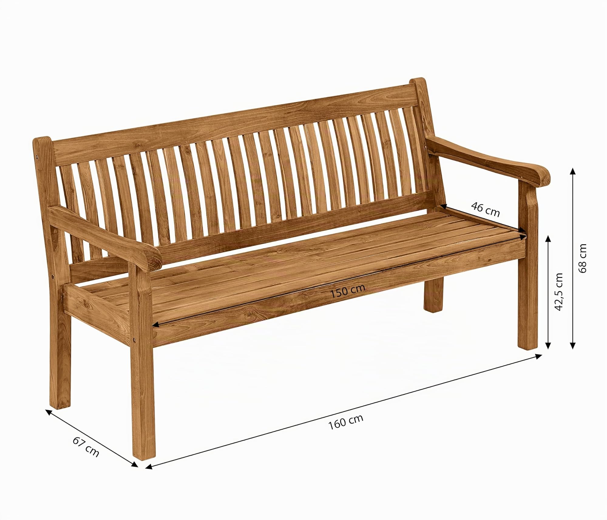 dehner-havanna-gartenbank-3-sitzer-teakholz-natur-160-cm image 3