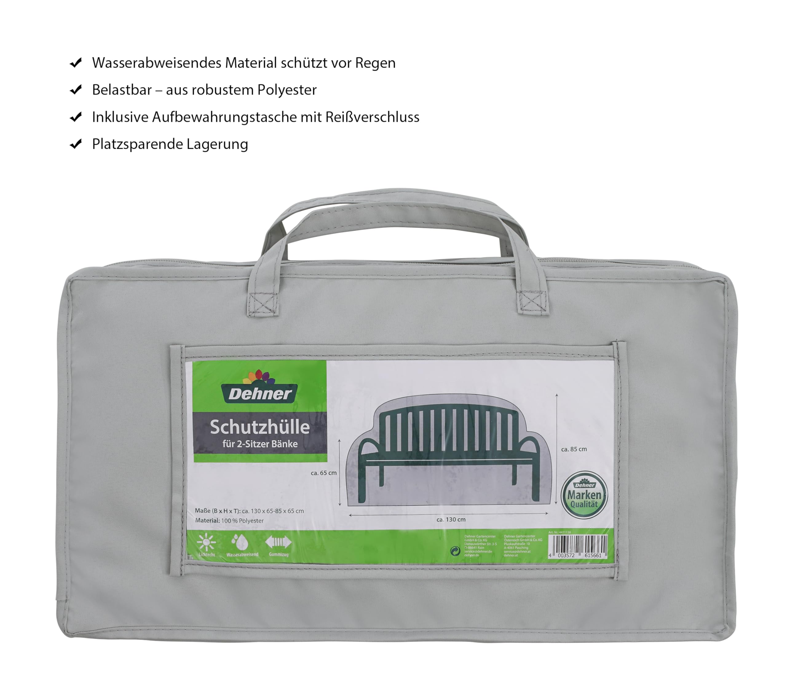 dehner-abdeckung-gartenbank-2-sitzer-130x85x65-grau image 2