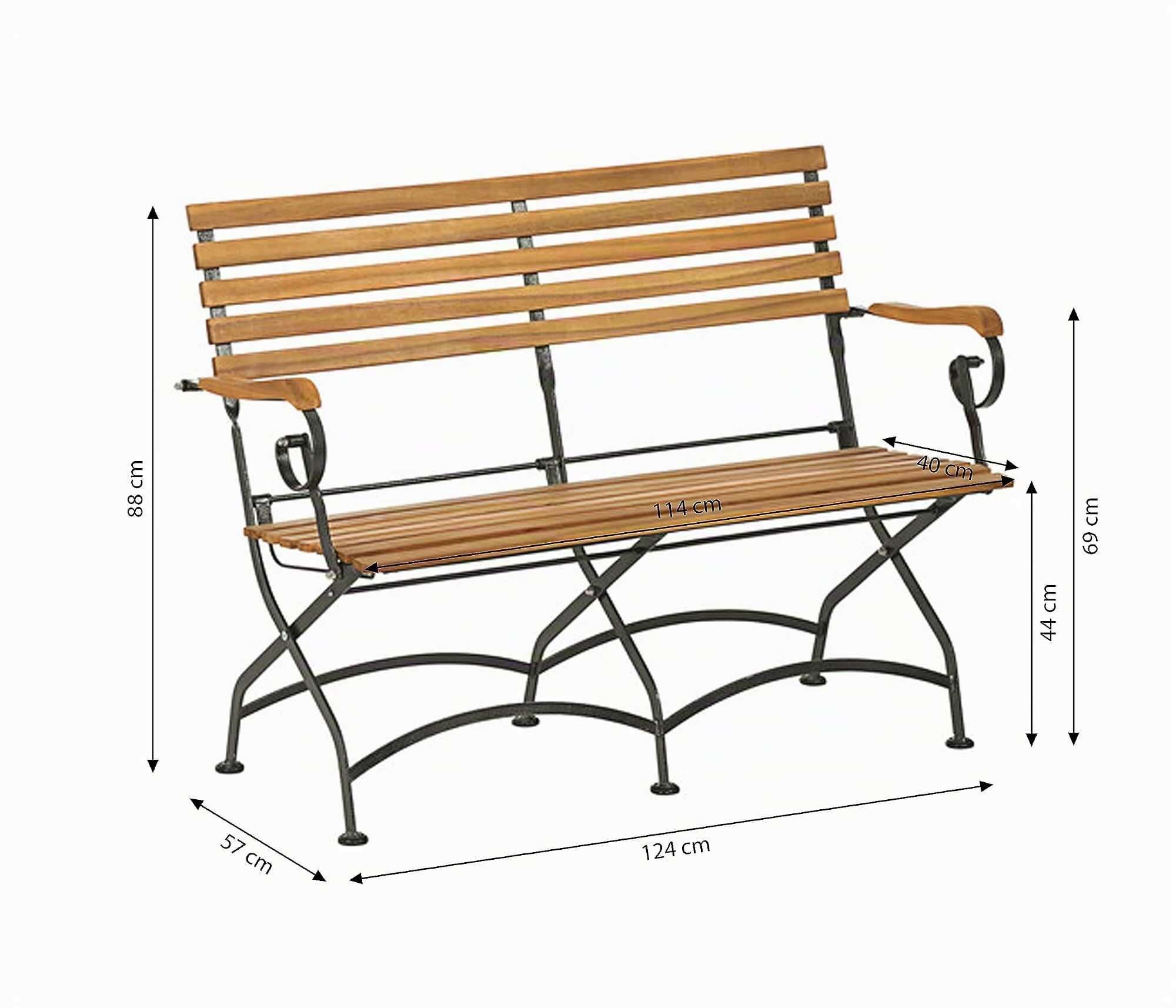 dehner-tegernsee-klappbank-gartenbank-2-sitzer-akazie-natur image 3