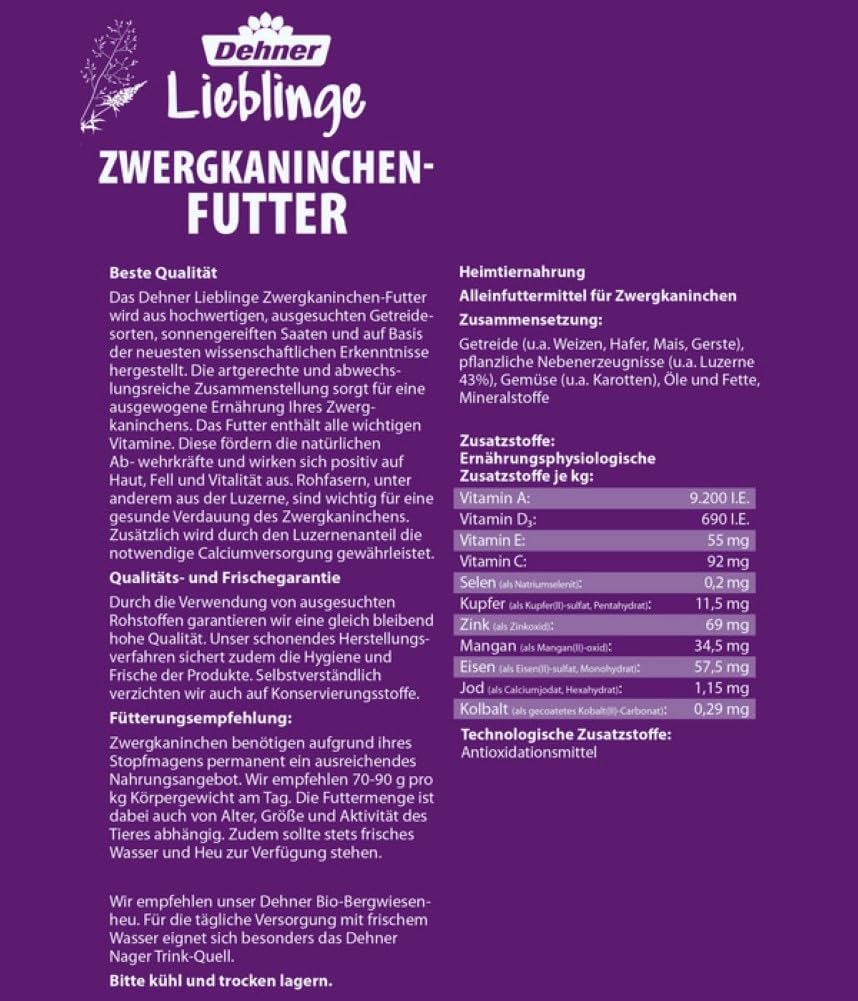dehner-zwergkaninchenfutter-alleinfutter-5-kg-luzerne-karotte image 2