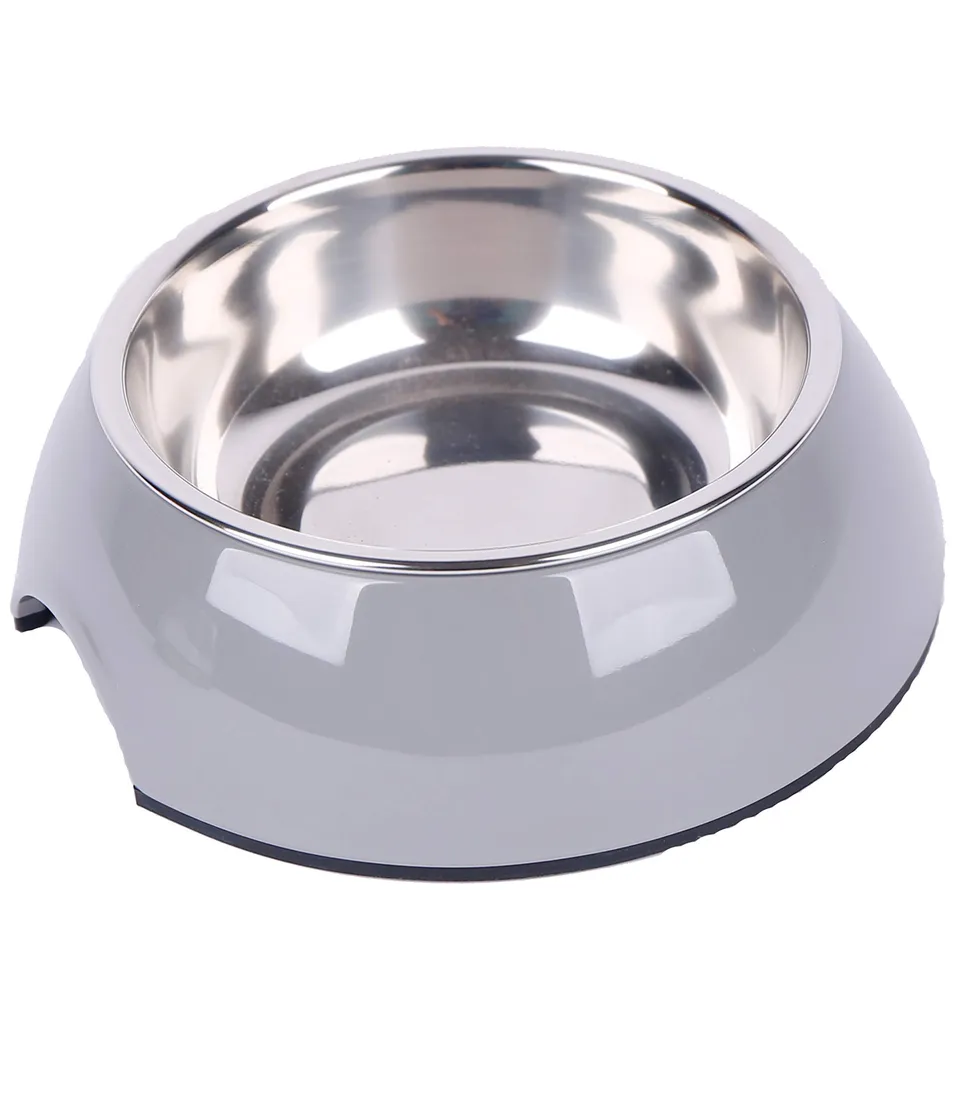dehner-hunde-katzennapf-grau-700-ml-edelstahl-rutschfest image 1