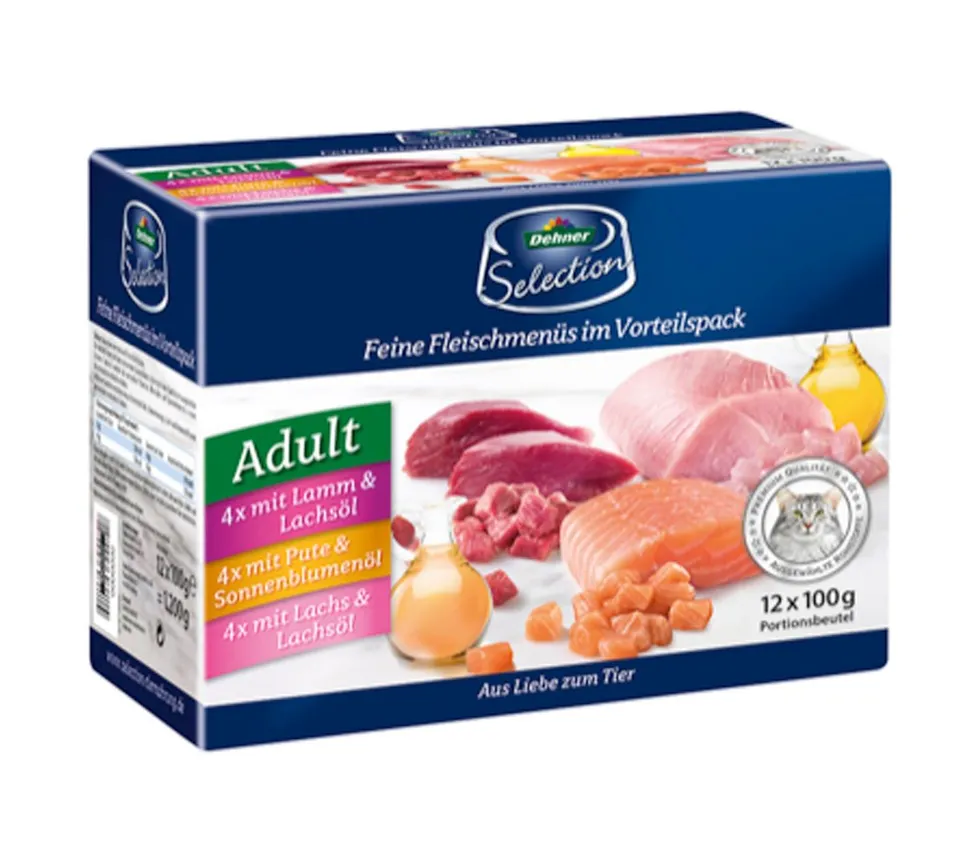 dehner-premium-adult-nassfutter-multipack-lamm-pute-lachs-12x100-g image 1