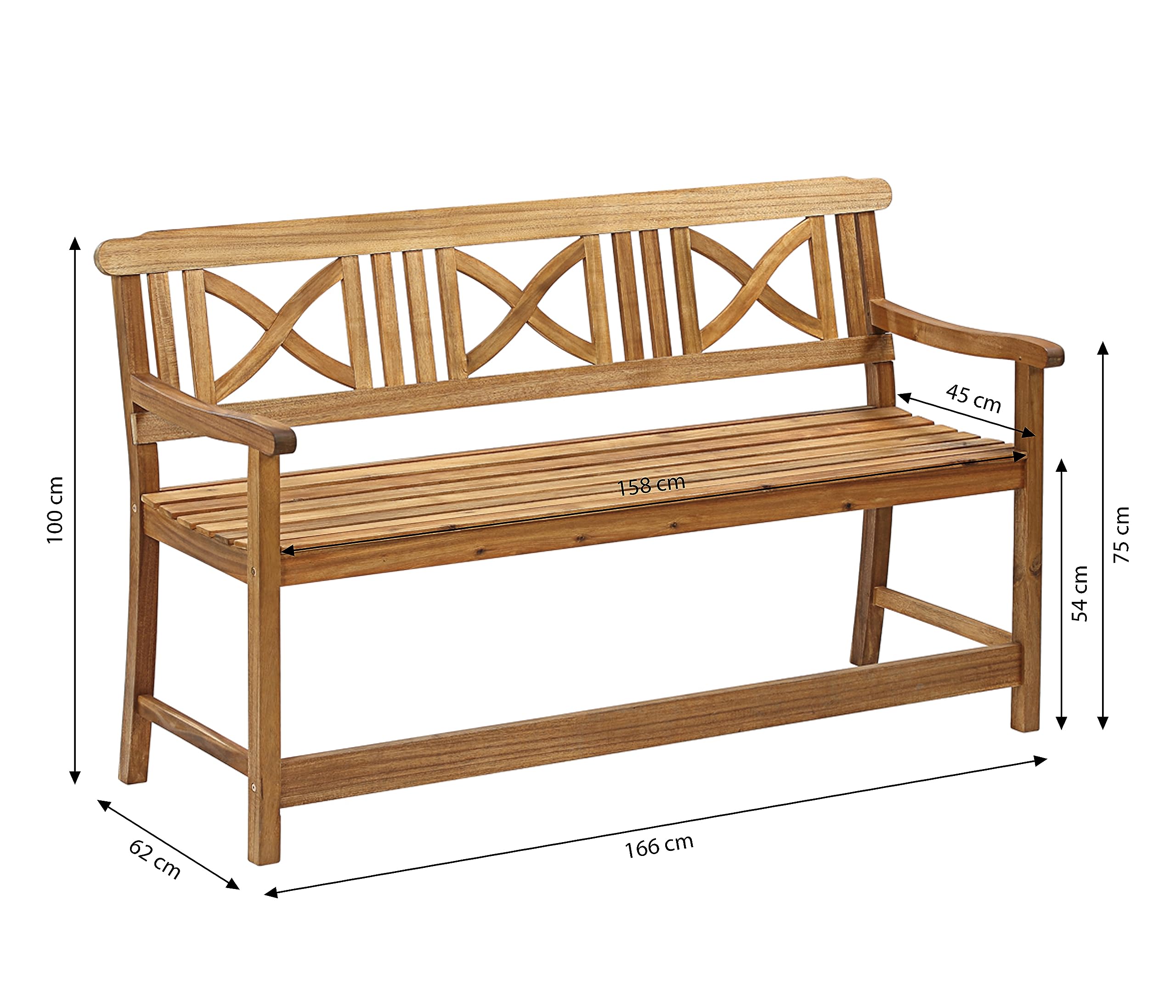 dehner-malm-gartenbank-3-sitzer-akazie-holzbank-natur-166-cm image 3